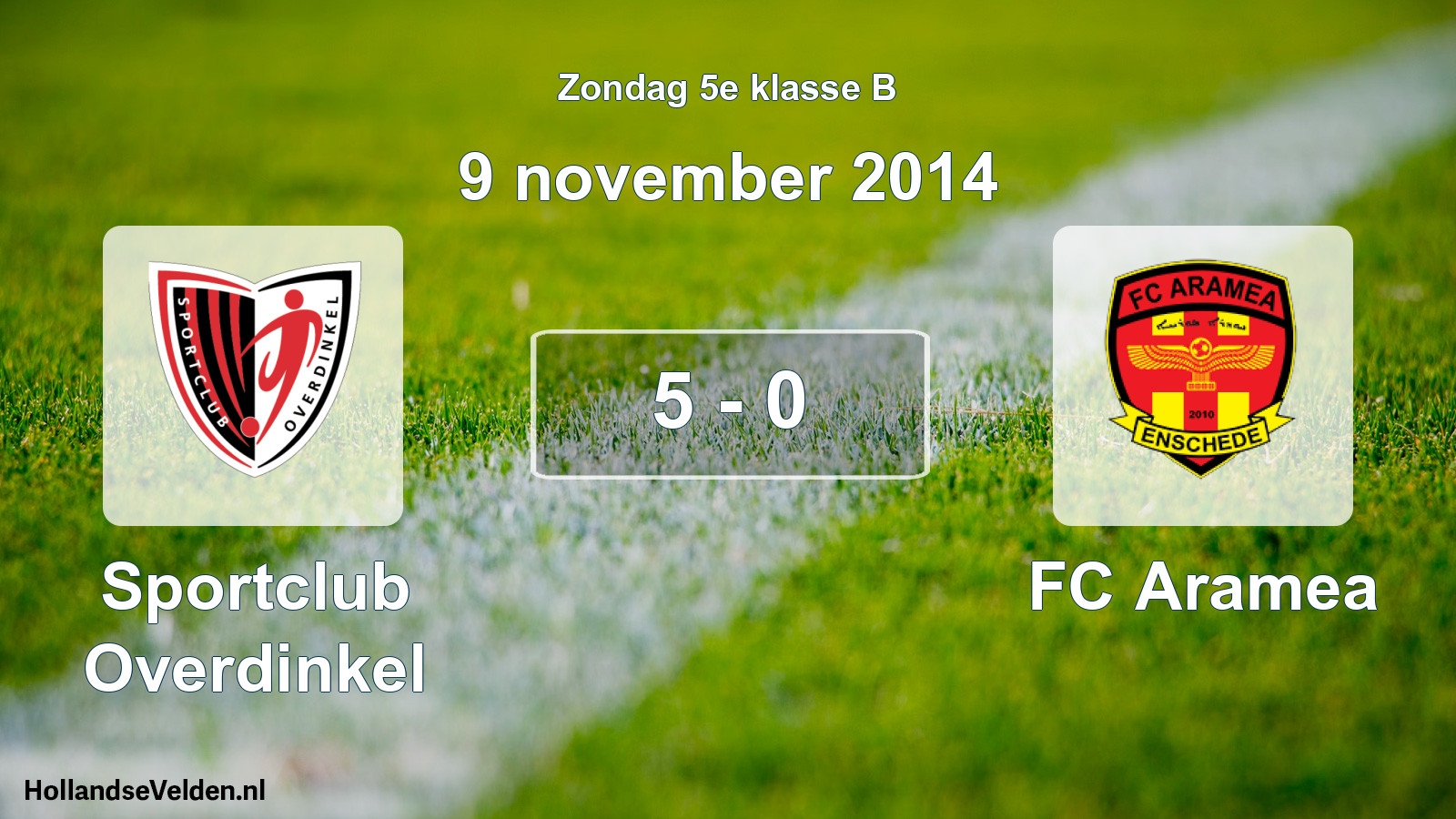 Total number of matches played: Sportclub Overdinkel - FC Aramea 5 - 0 (9 November 2014)