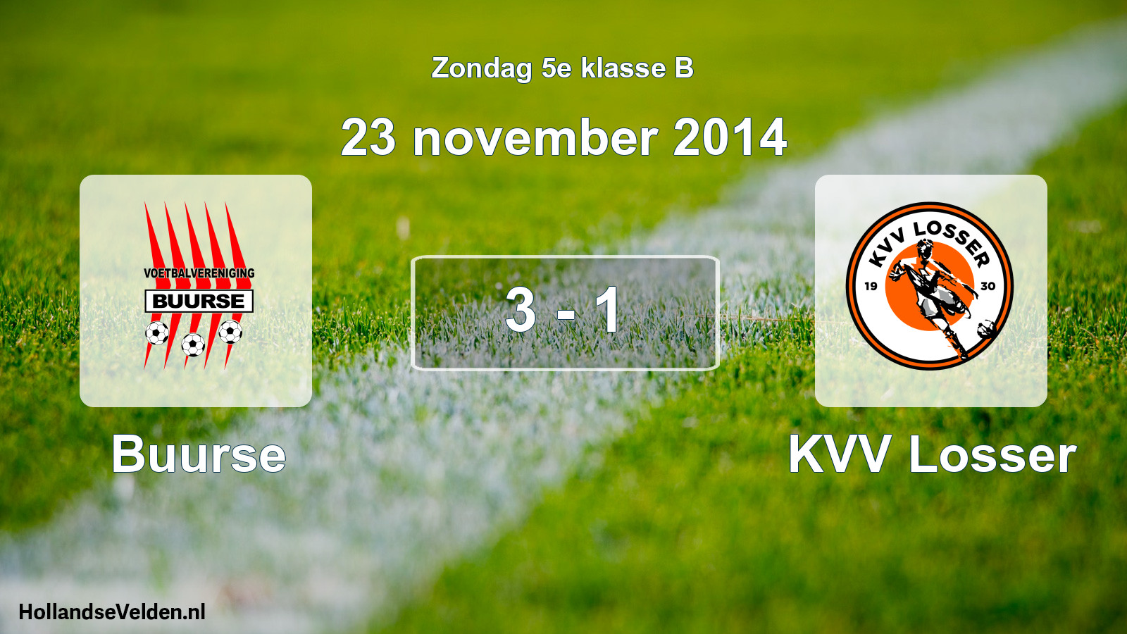Total number of matches played: Buurse - KVV Losser 3 - 1 (23 November 2014)