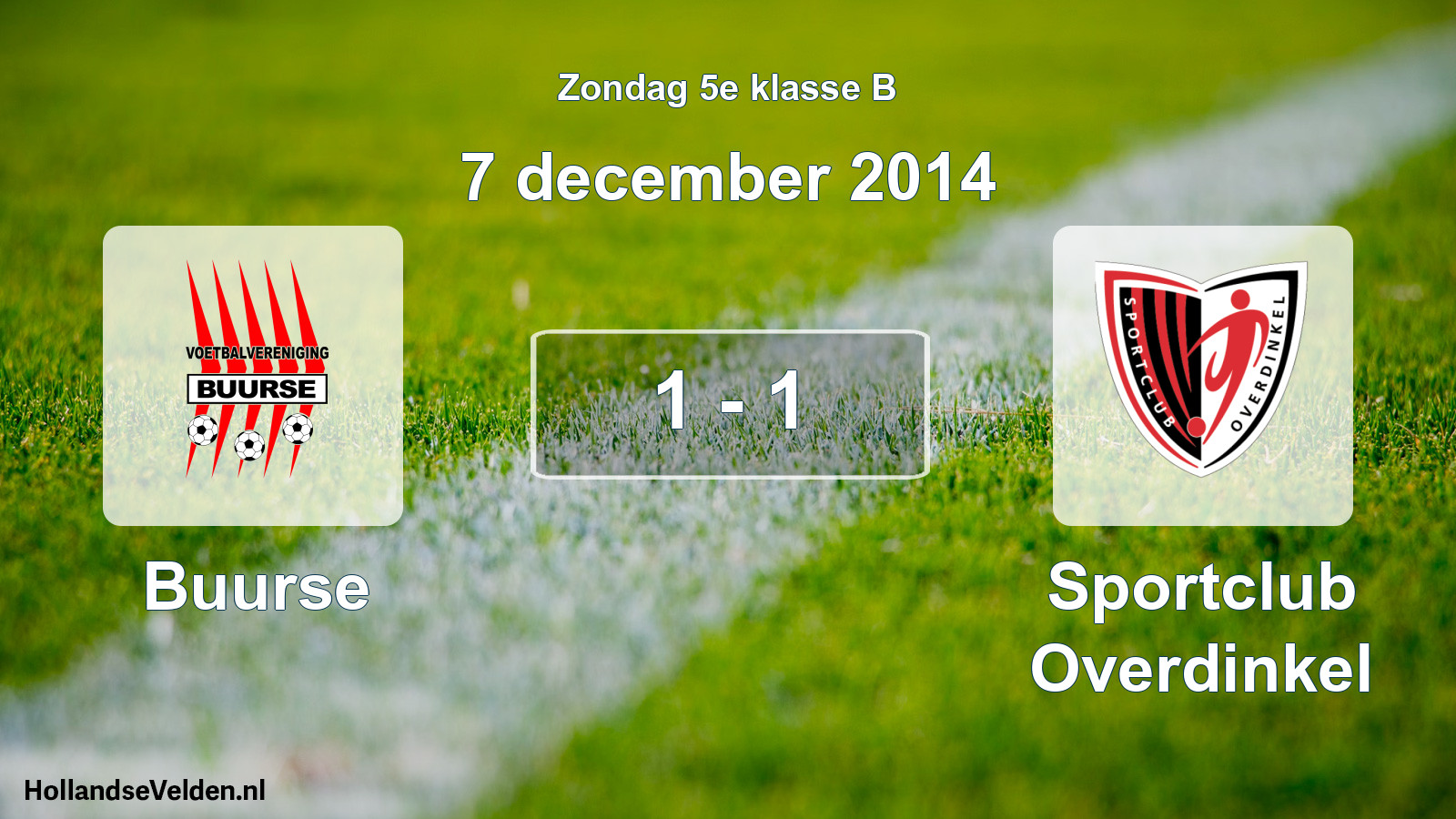 Total number of matches played: Buurse - Sportclub Overdinkel 1 - 1 (7 December 2014)