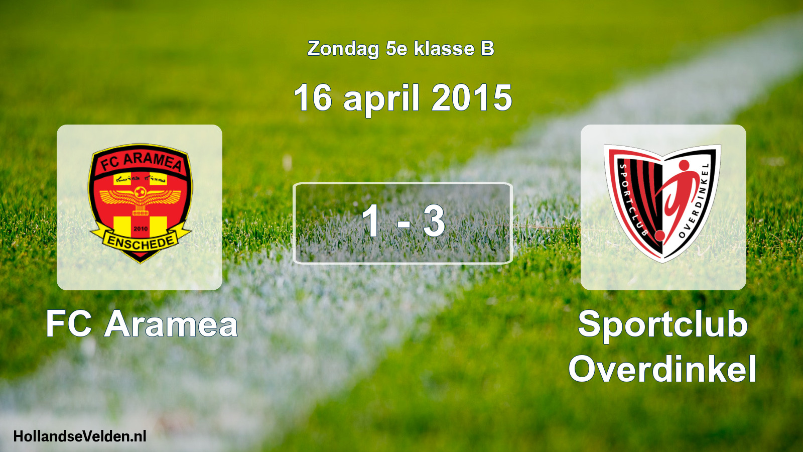 Total number of matches played: FC Aramea - Sportclub Overdinkel 1 - 3 (16 April 2015)