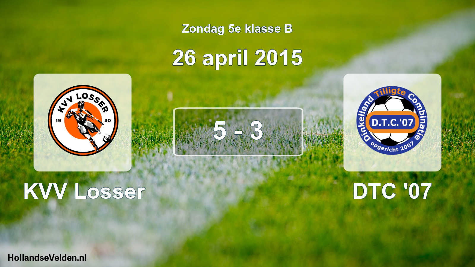 Total number of matches played: KVV Losser - DTC '07 5 - 3 (26 April 2015)