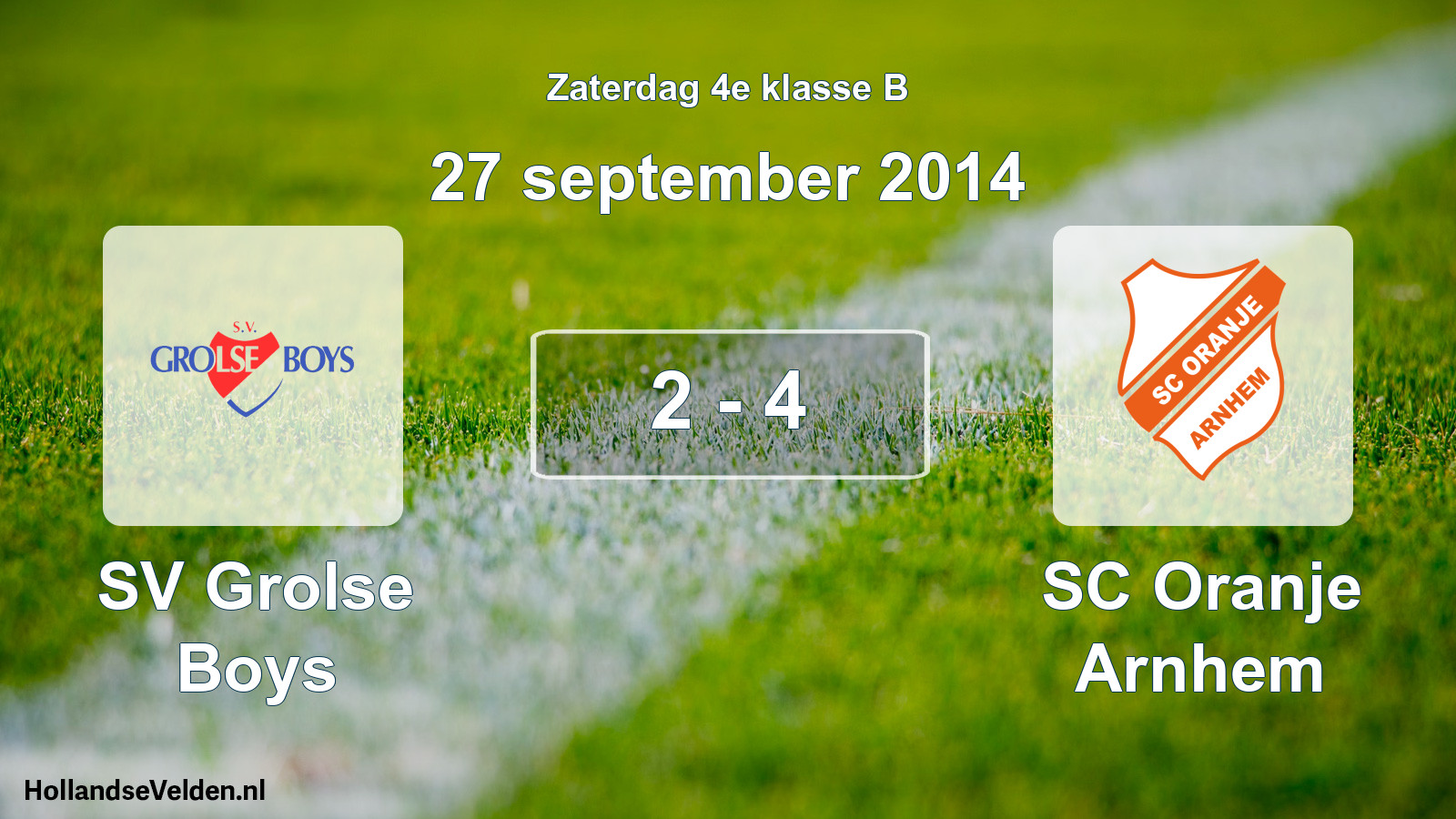 Total number of matches played: SV Grolse Boys - SC Oranje Arnhem 2 - 4 (27 September 2014)