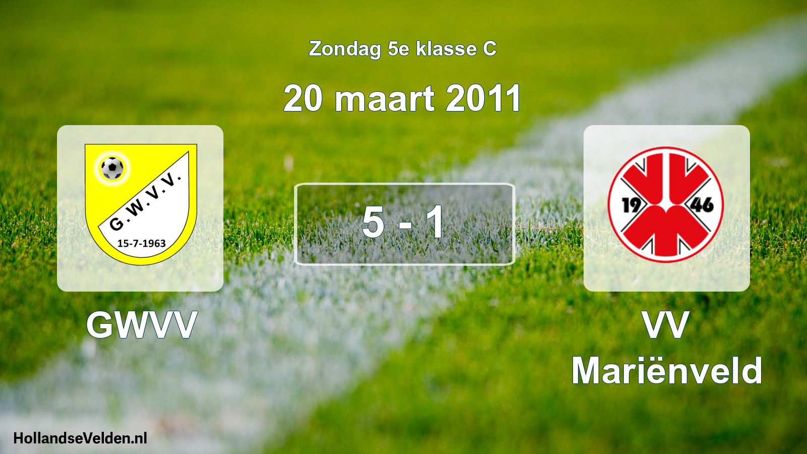 Total number of matches played: GWVV - VV Mariënveld 5 - 1 (20 March 2011)