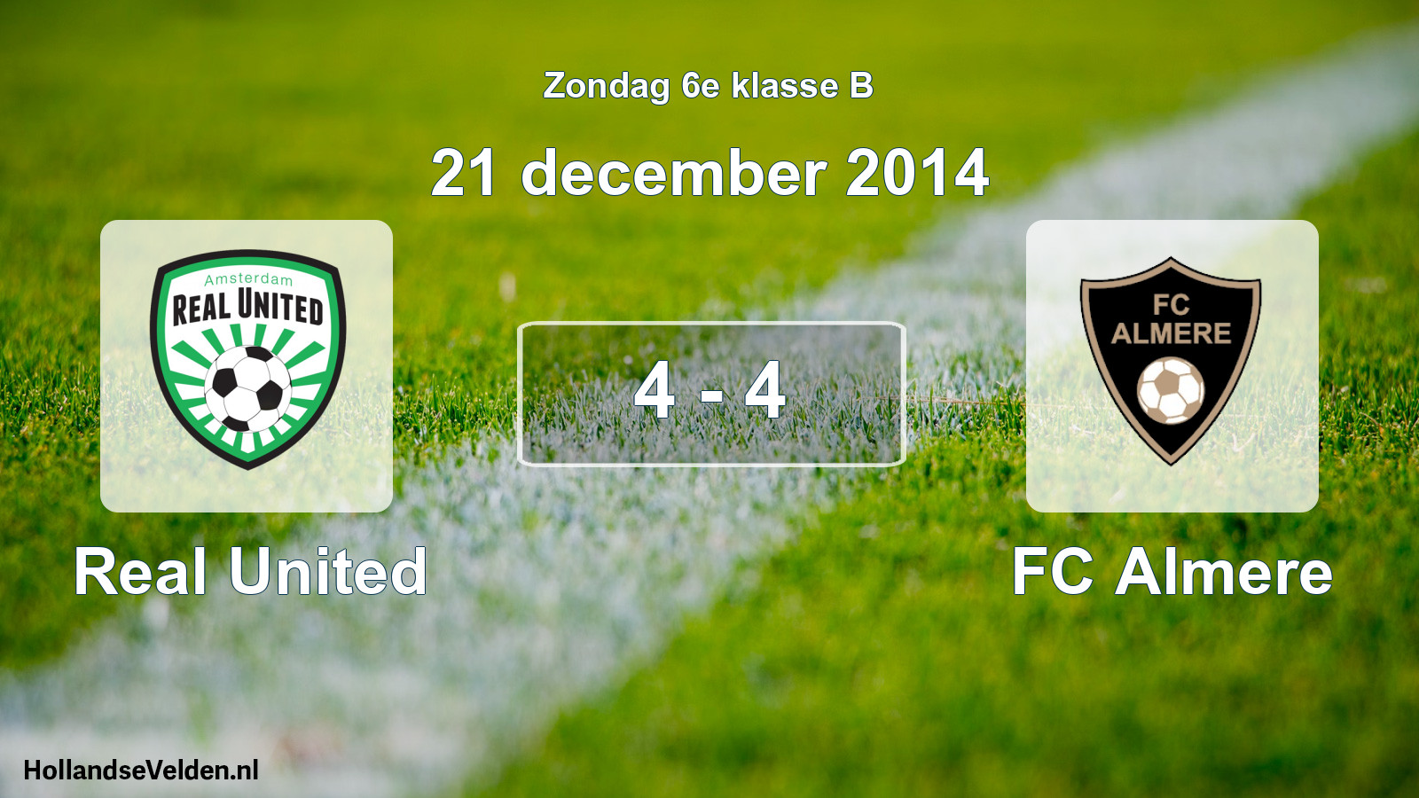 Total number of matches played: Real United - FC Almere 4 - 4 (21 December 2014)