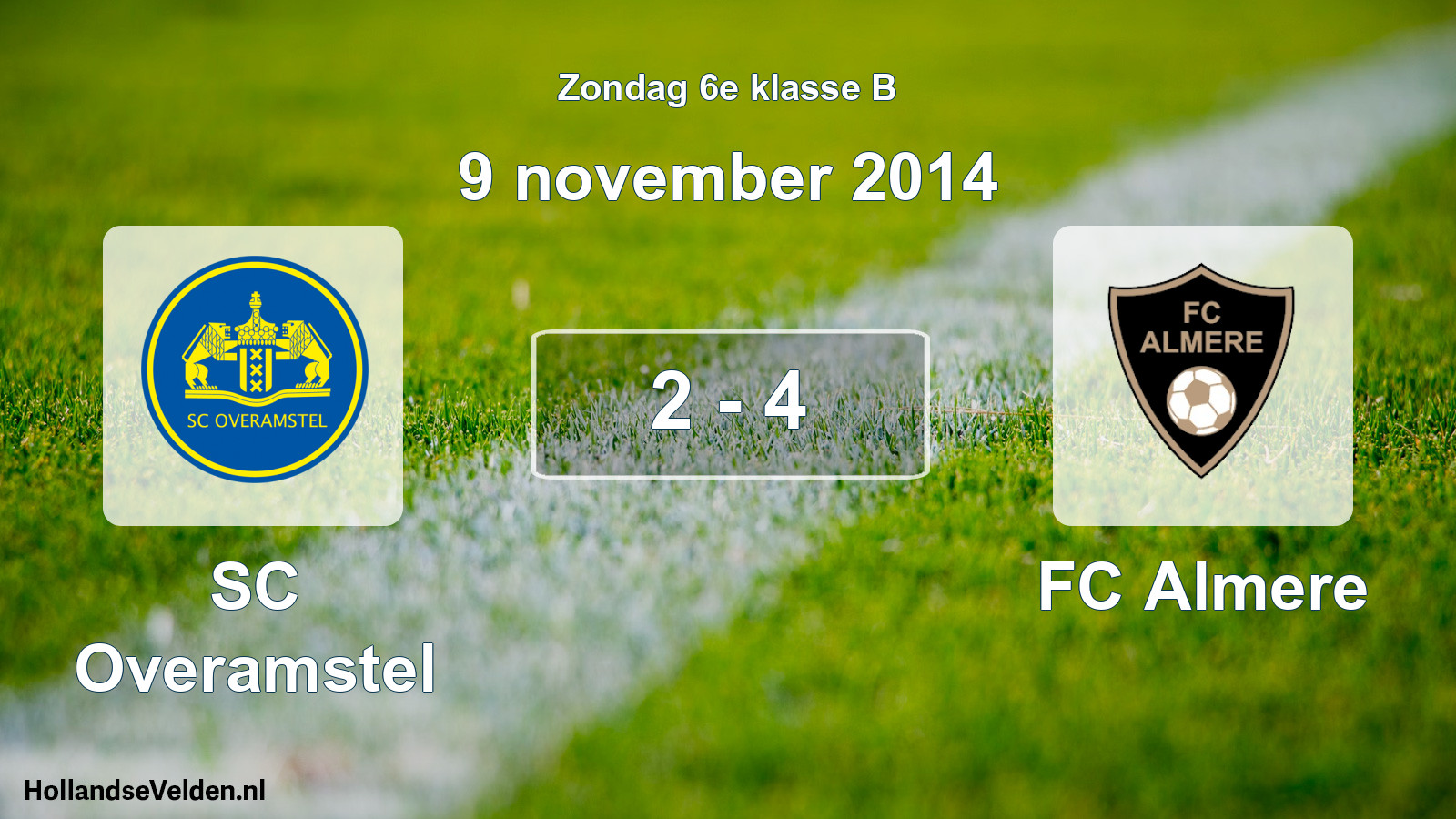 Total number of matches played: SC Overamstel - FC Almere 2 - 4 (9 November 2014)