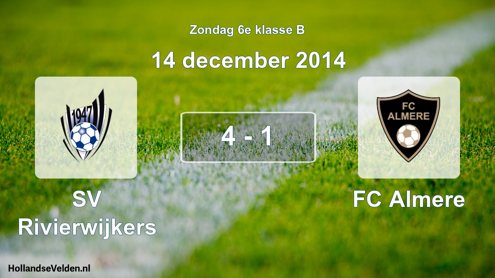 Total number of matches played: SV Rivierwijkers - FC Almere 4 - 1 (14 December 2014)