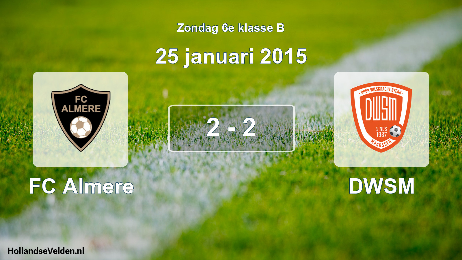 Total number of matches played: FC Almere - DWSM 2 - 2 (25 January 2015)