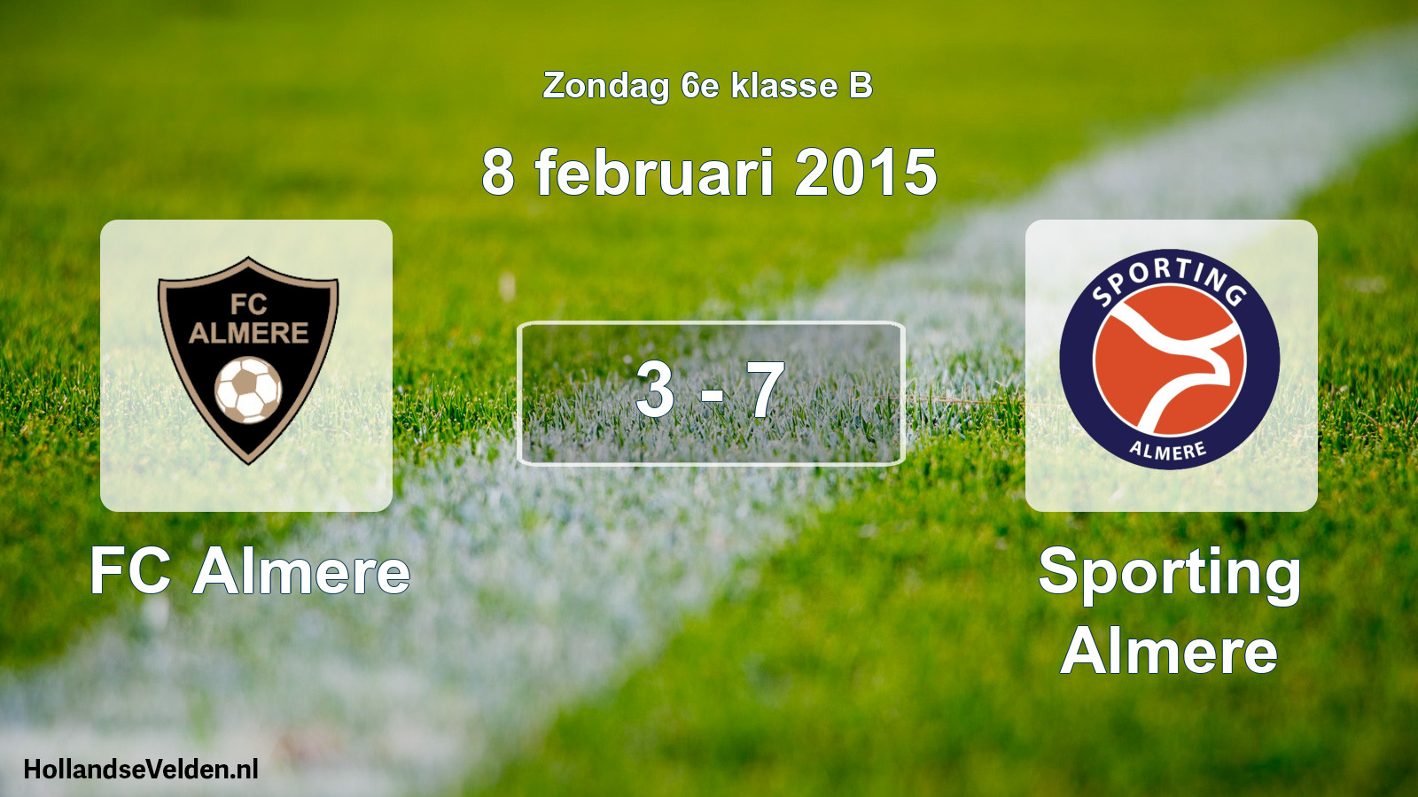 Total number of matches played: FC Almere - Sporting Almere 3 - 7 (8 February 2015)