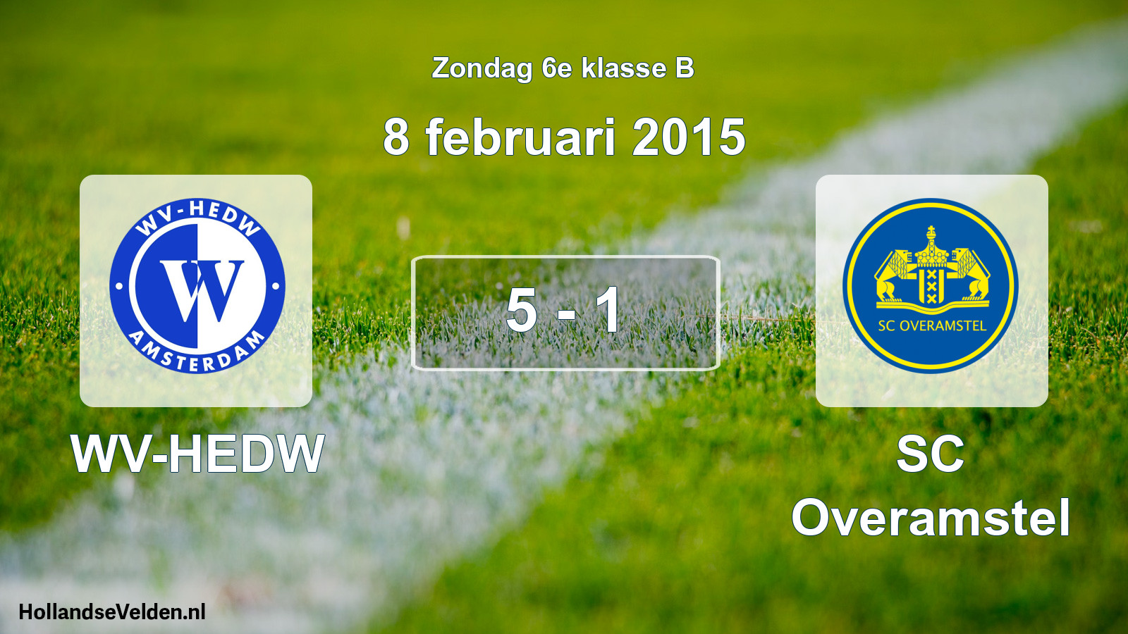 Total number of matches played: WV-HEDW - SC Overamstel 5 - 1 (8 February 2015)