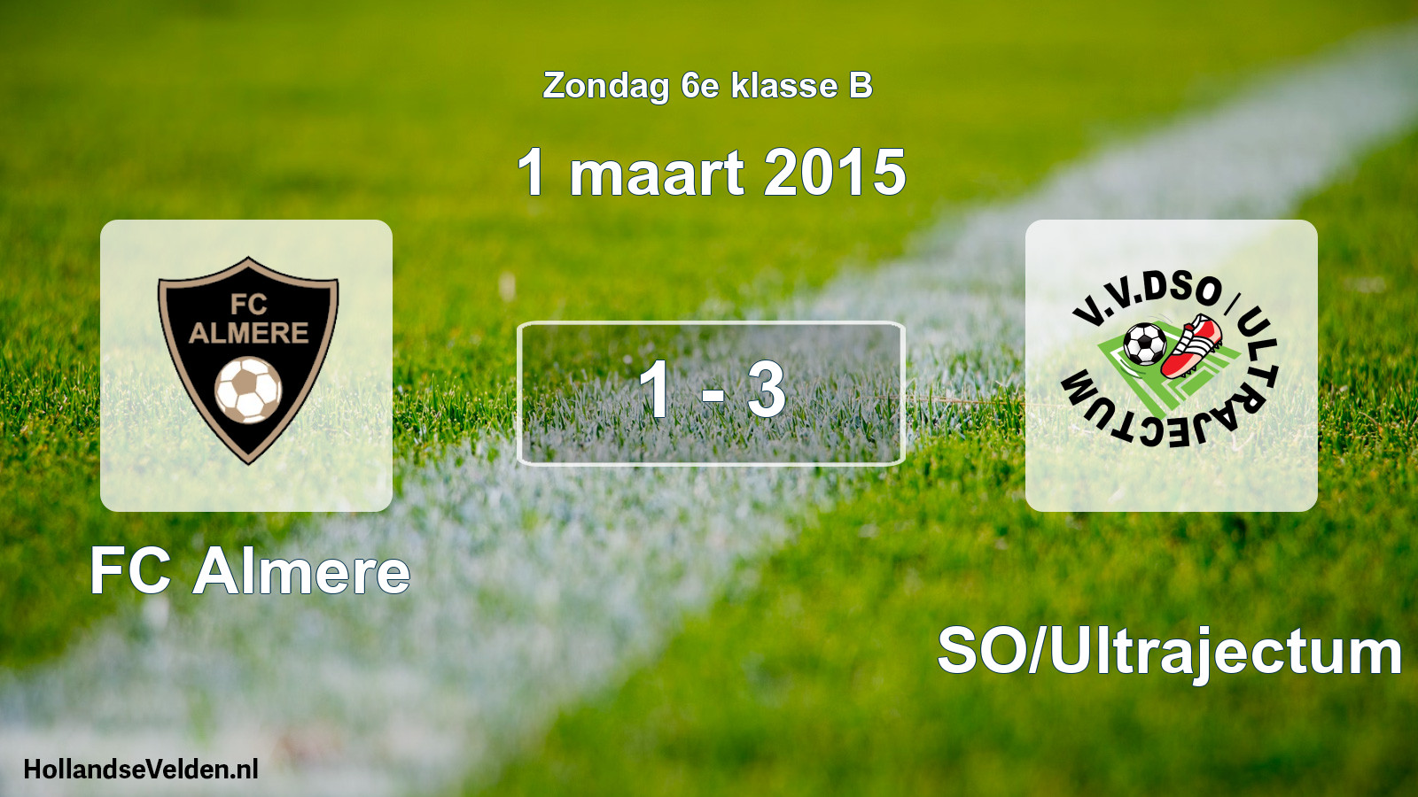 Total number of matches played: FC Almere - DSO/Ultrajectum 1 - 3 (1 March 2015)