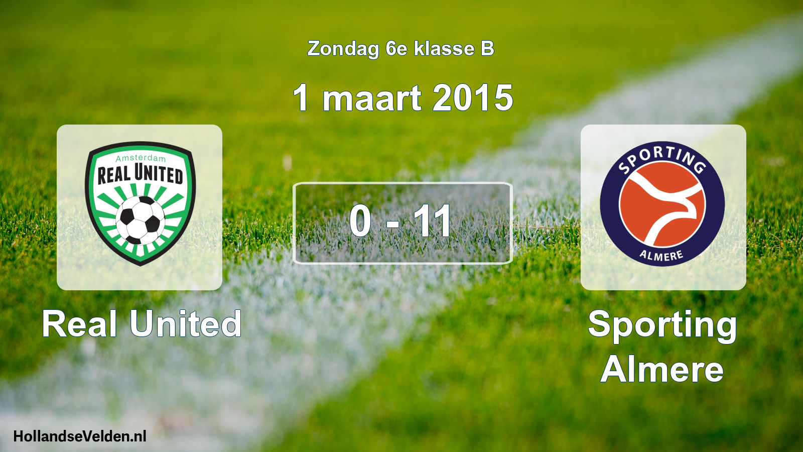 Total number of matches played: Real United - Sporting Almere 0 - 11 (1 March 2015)