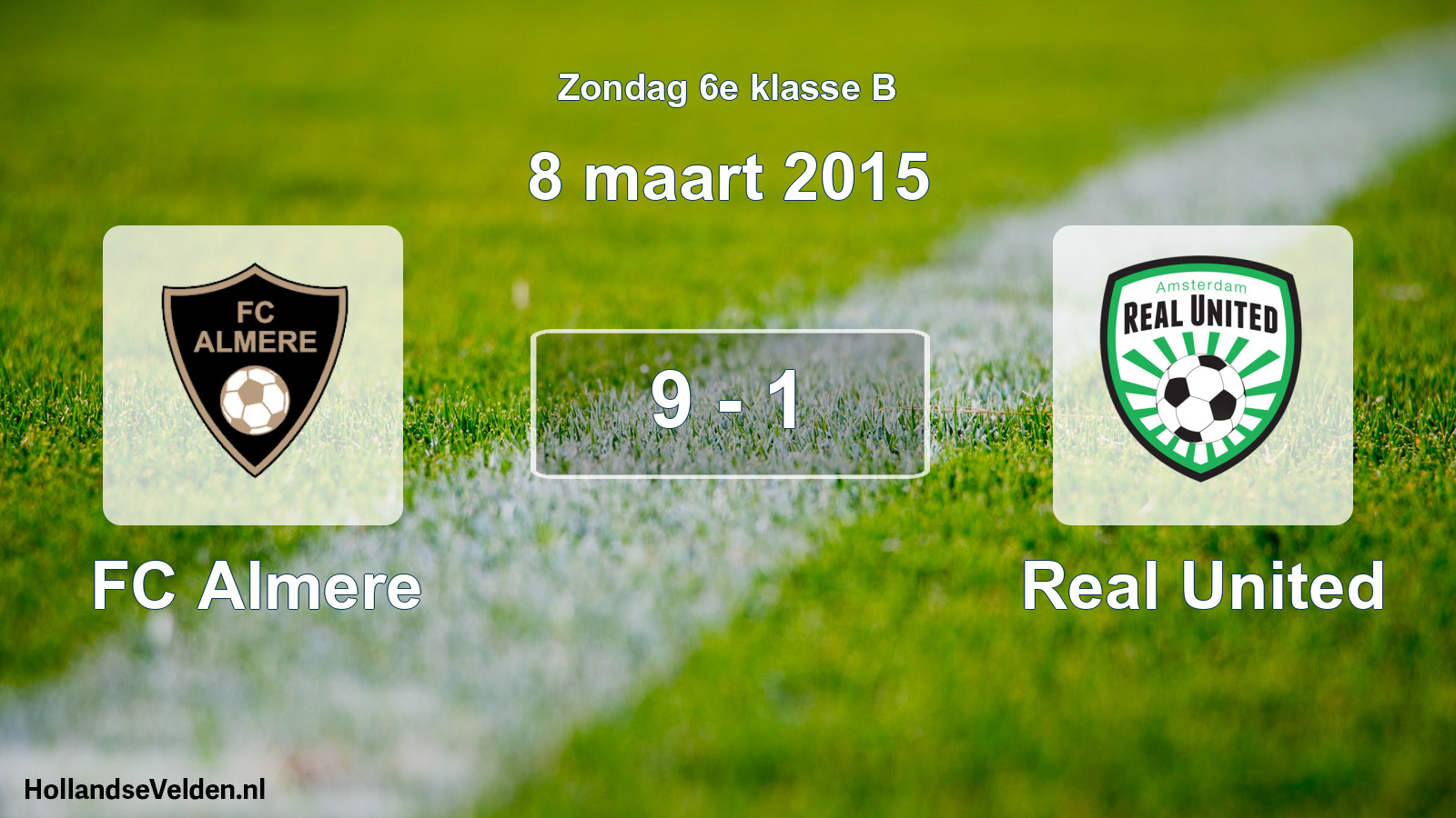 Total number of matches played: FC Almere - Real United 9 - 1 (8 March 2015)