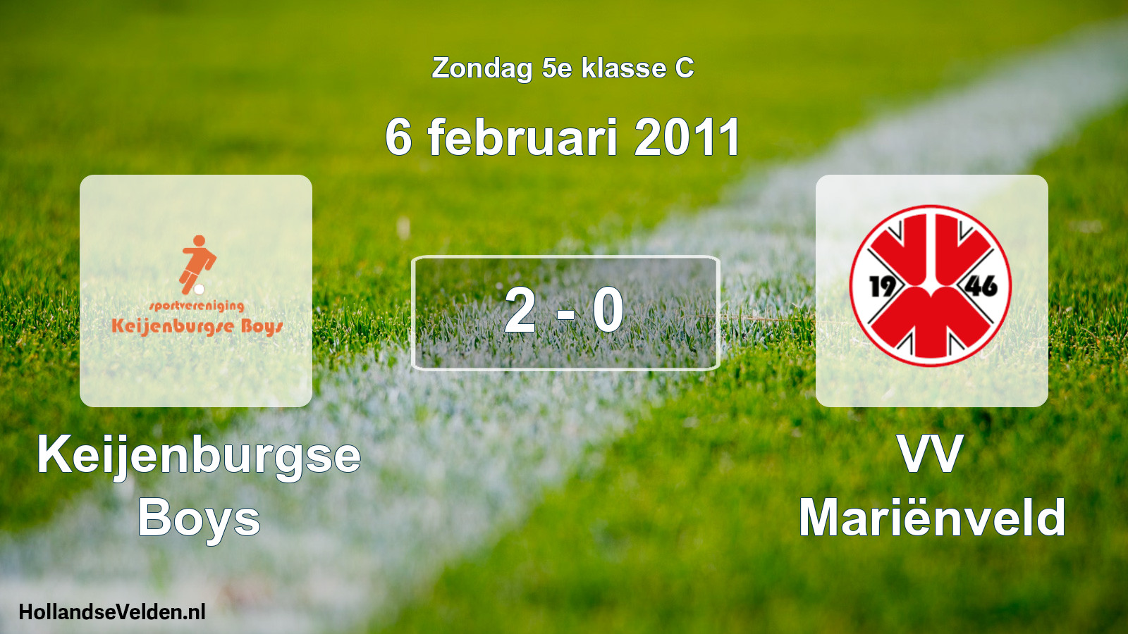 Total number of matches played: Keijenburgse Boys - VV Mariënveld 2 - 0 (6 February 2011)