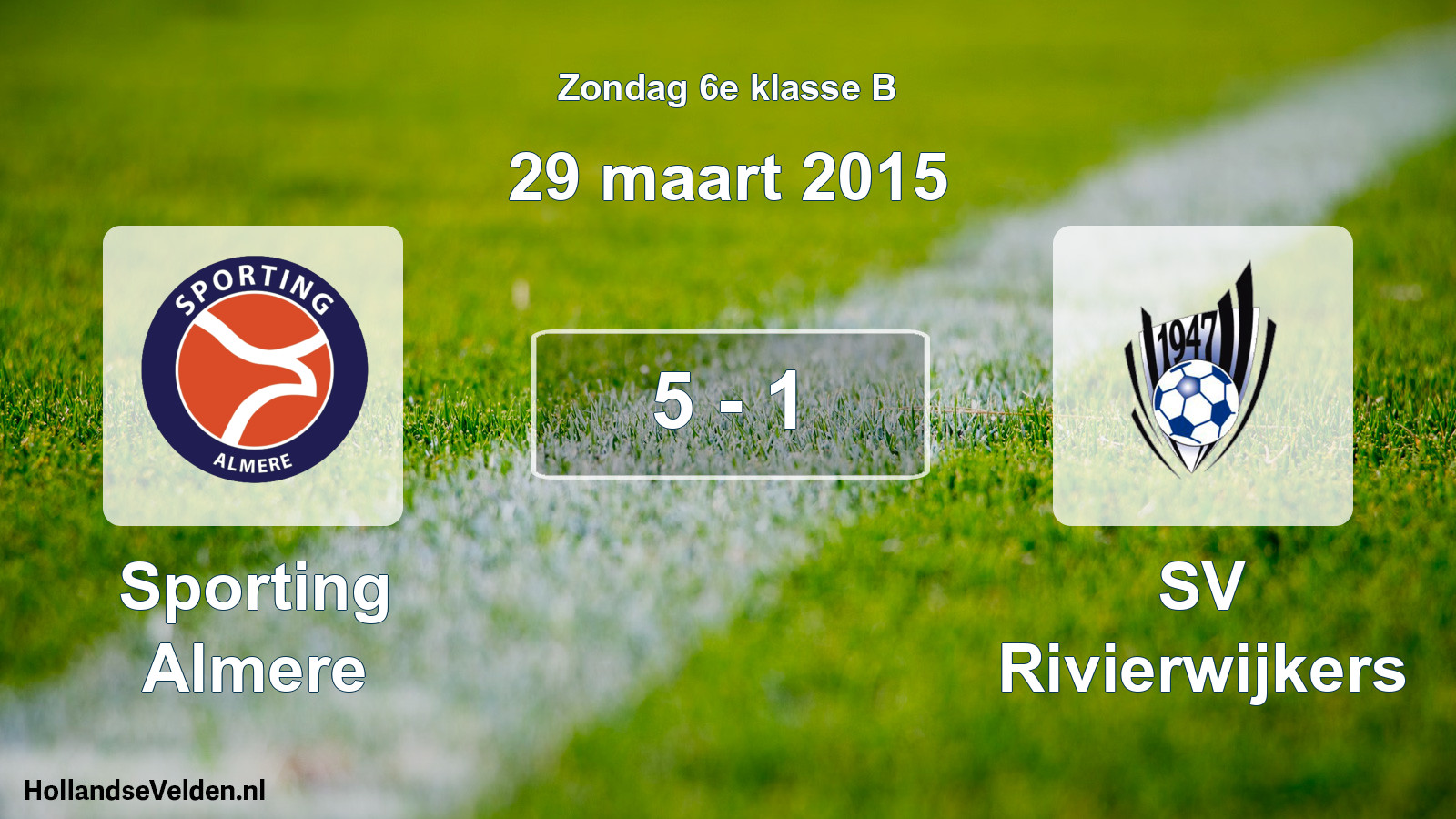 Total number of matches played: Sporting Almere - SV Rivierwijkers 5 - 1 (29 March 2015)