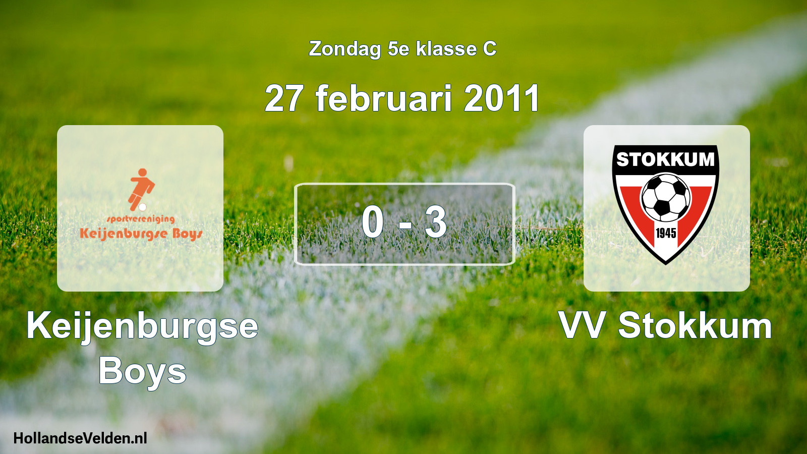 Total number of matches played: Keijenburgse Boys - VV Stokkum 0 - 3 (27 February 2011)