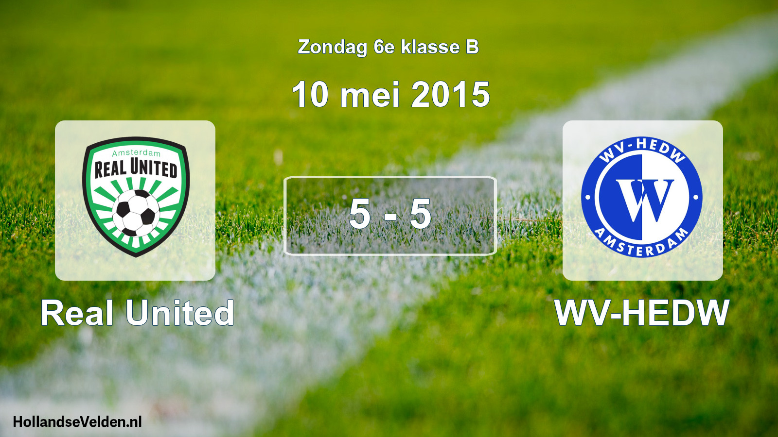 Total number of matches played: Real United - WV-HEDW 5 - 5 (10 May 2015)