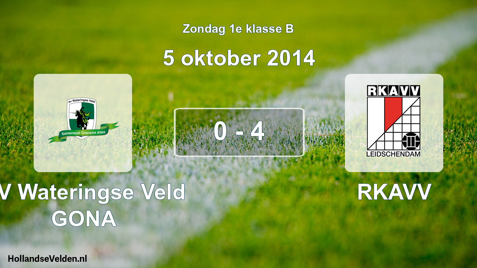 Total number of matches played: SV Wateringse Veld GONA - RKAVV 0 - 4 (5 October 2014)