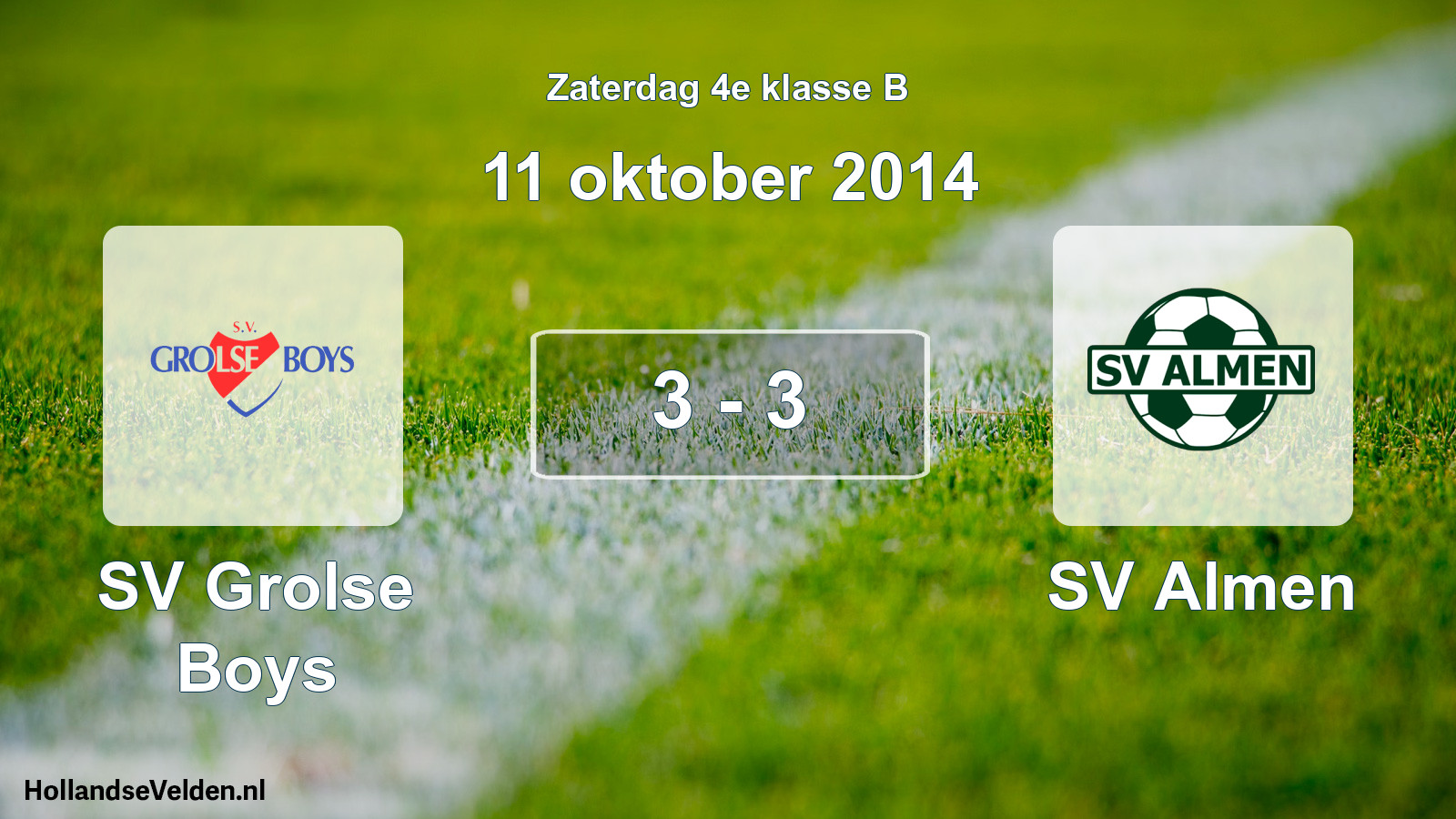 Total number of matches played: SV Grolse Boys - SV Almen 3 - 3 (11 October 2014)