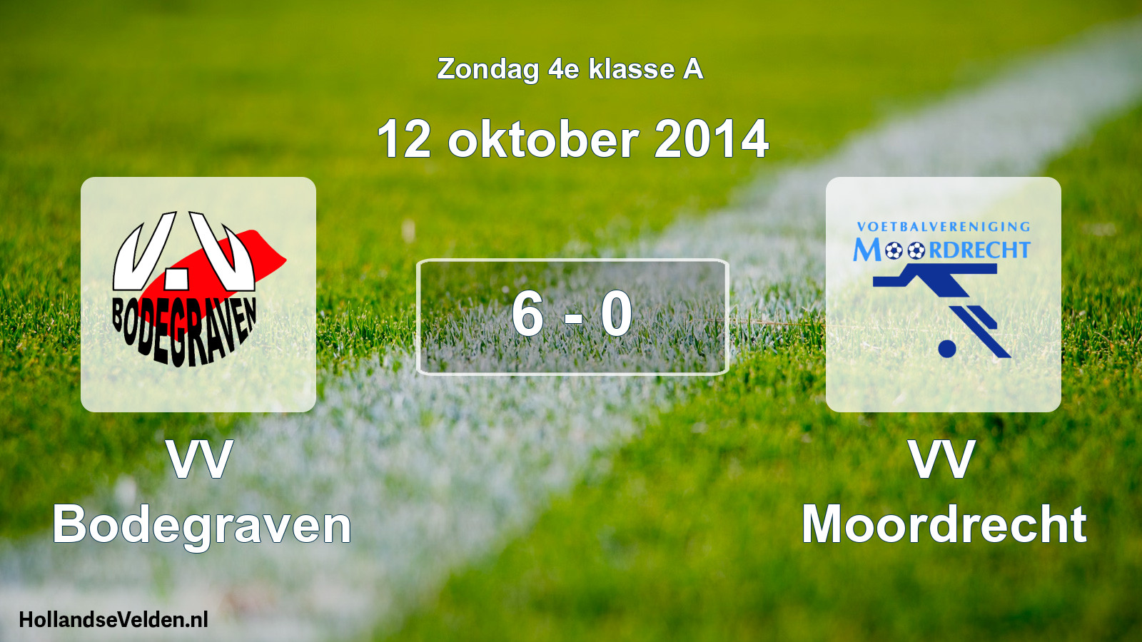 Total number of matches played: VV Bodegraven - VV Moordrecht 6 - 0 (12 October 2014)