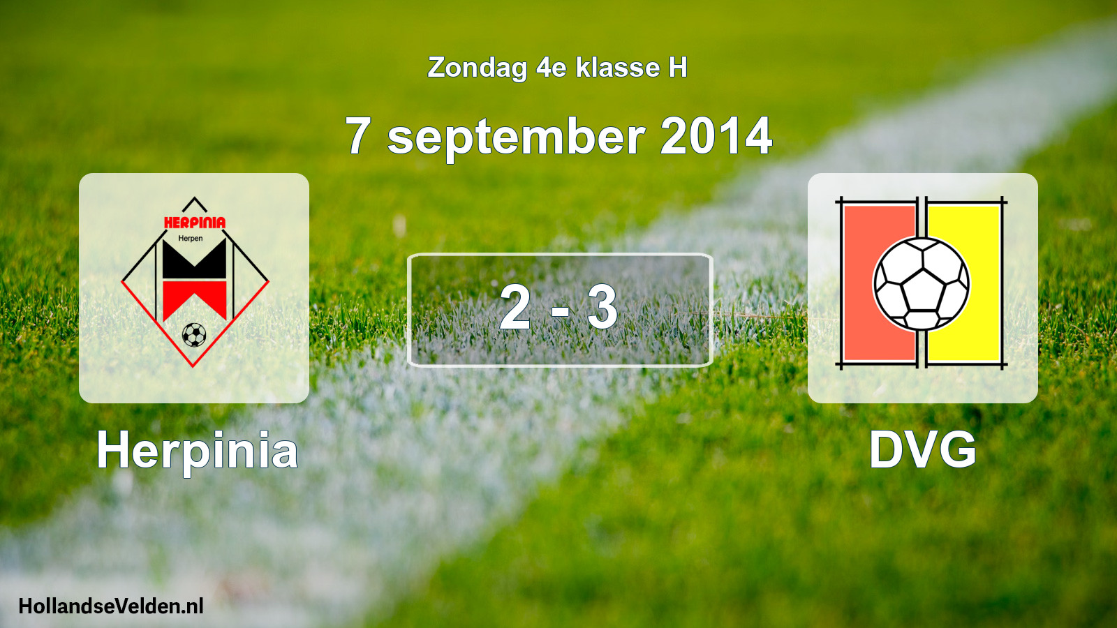 Total number of matches played: Herpinia - DVG 2 - 3 (7 September 2014)