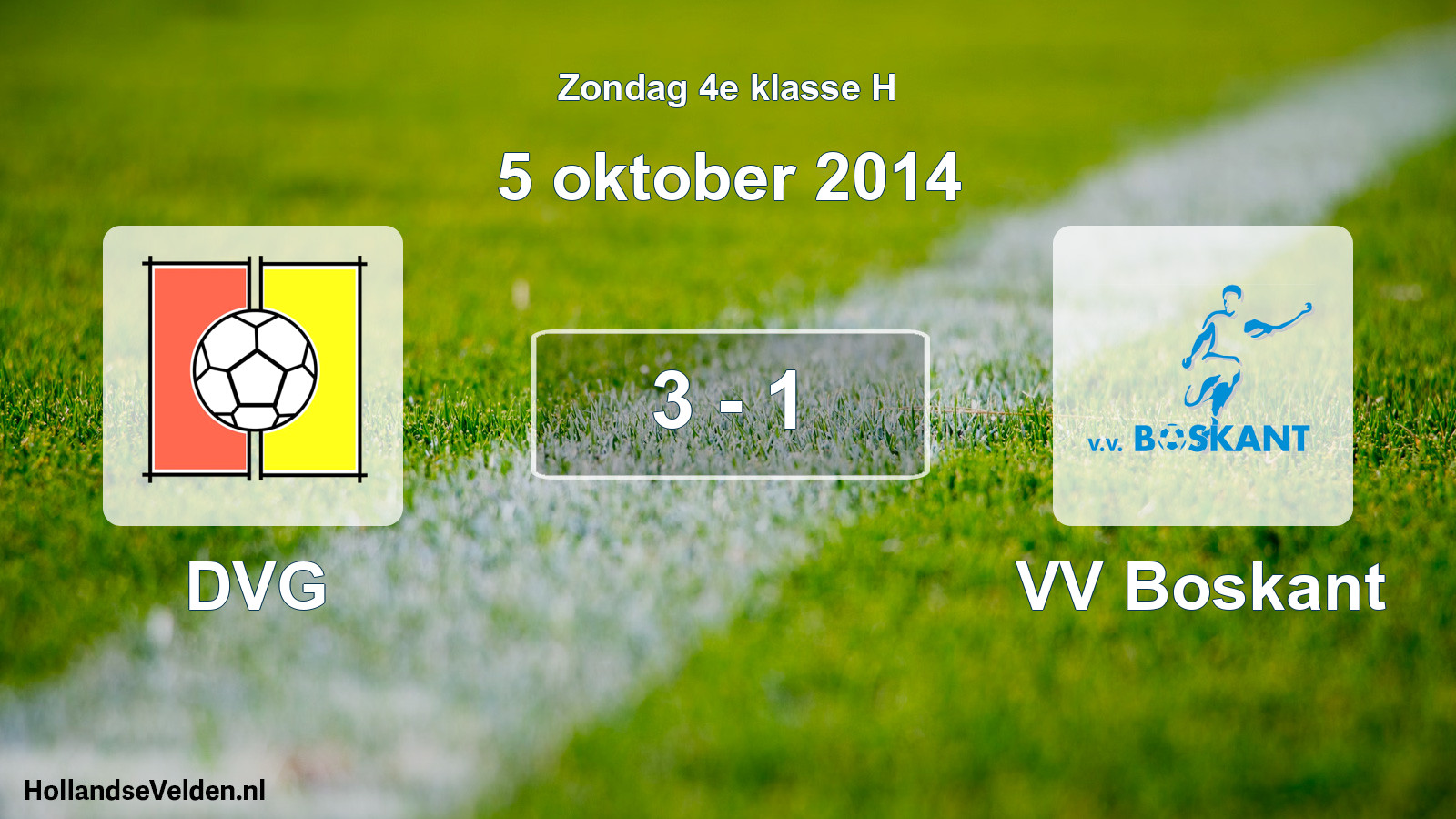 Total number of matches played: DVG - VV Boskant 3 - 1 (5 October 2014)