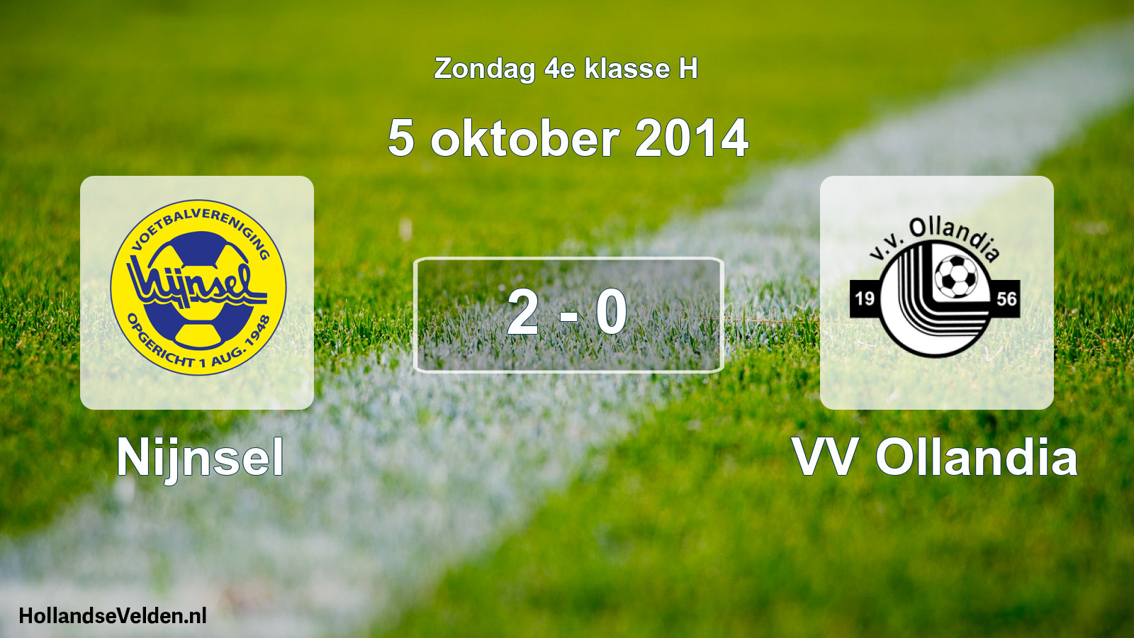 Total number of matches played: Nijnsel - VV Ollandia 2 - 0 (5 October 2014)