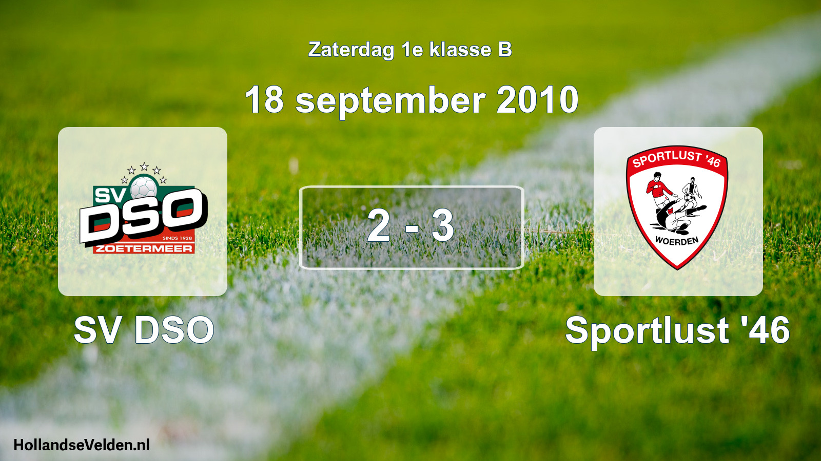 Total number of matches played: SV DSO - Sportlust '46 2 - 3 (18 September 2010)