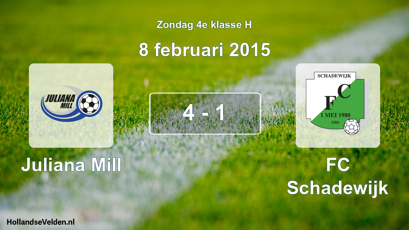 Total number of matches played: Juliana Mill - FC Schadewijk 4 - 1 (8 February 2015)