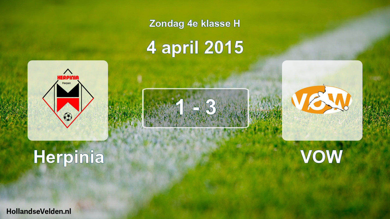 Total number of matches played: Herpinia - VOW 1 - 3 (4 April 2015)