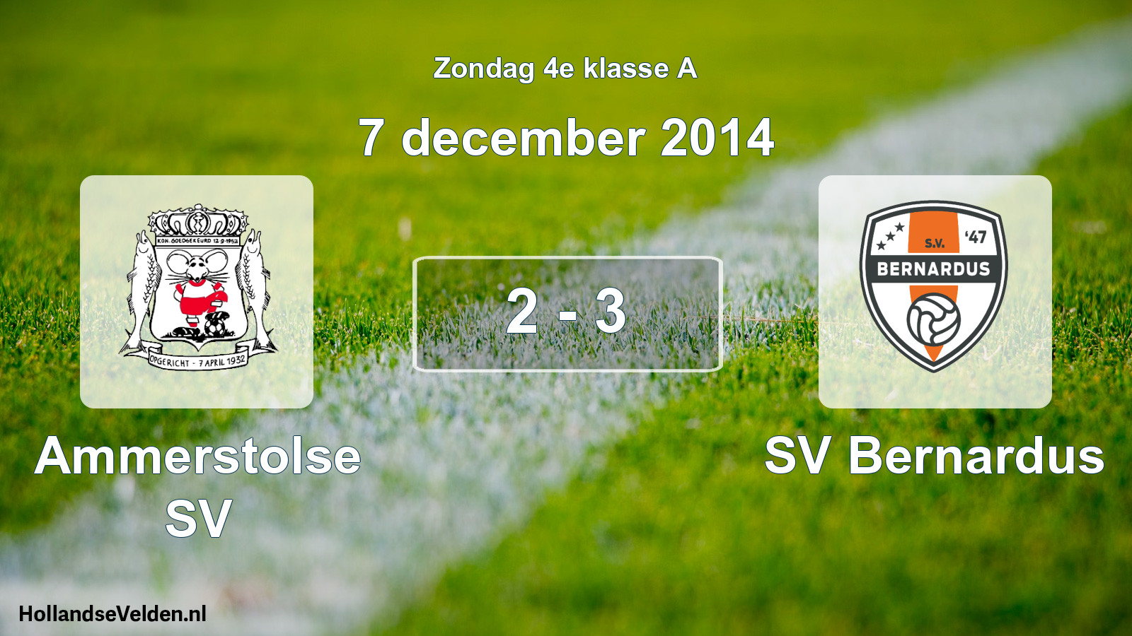 Total number of matches played: Ammerstolse SV - SV Bernardus 2 - 3 (7 December 2014)