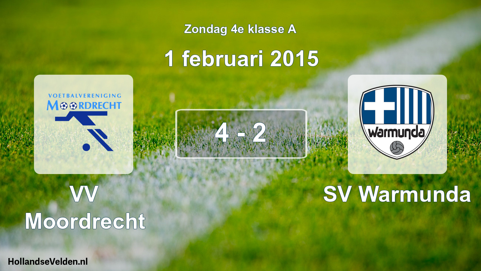 Total number of matches played: VV Moordrecht - SV Warmunda 4 - 2 (1 February 2015)