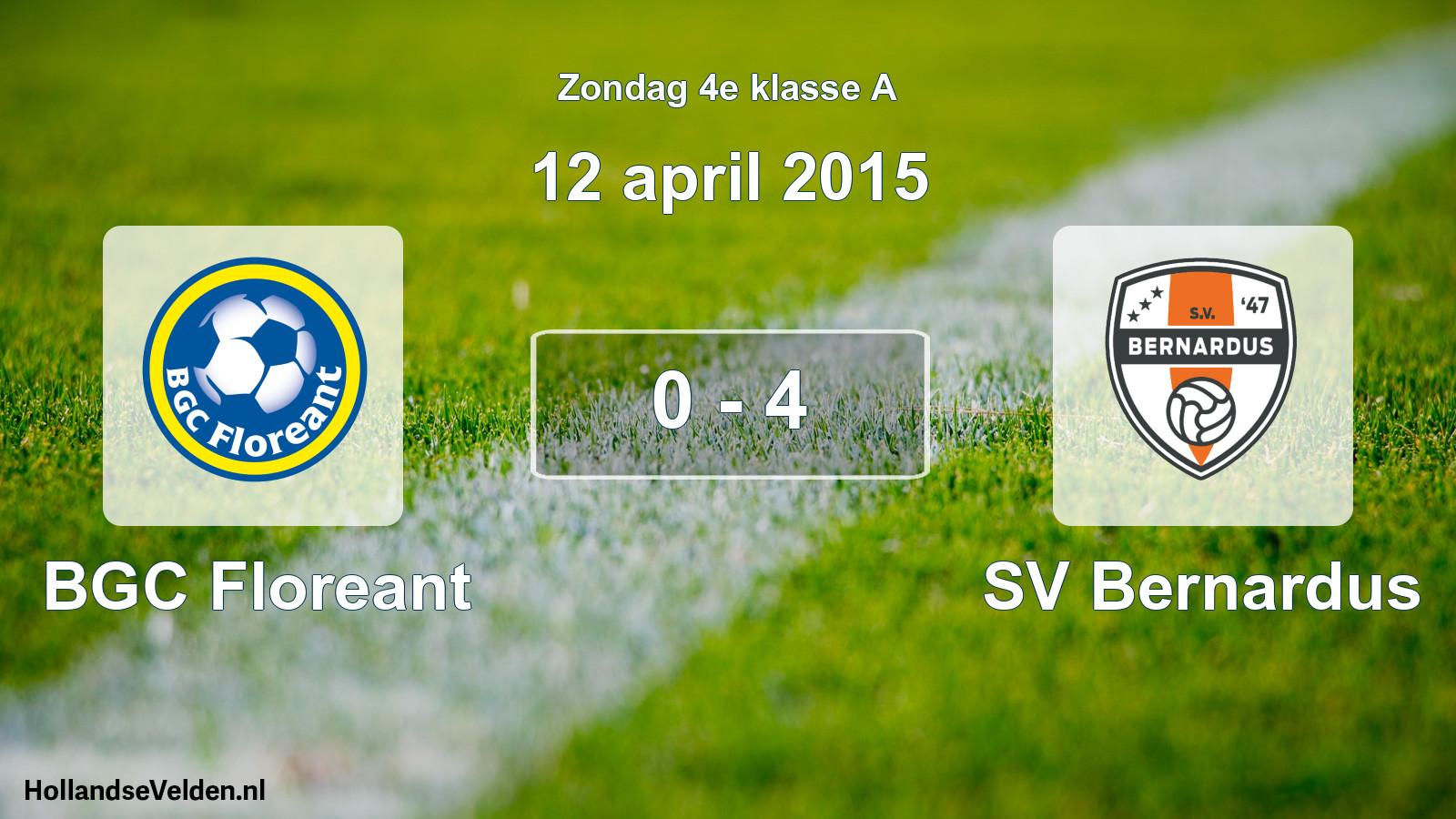 Total number of matches played: BGC Floreant - SV Bernardus 0 - 4 (12 April 2015)
