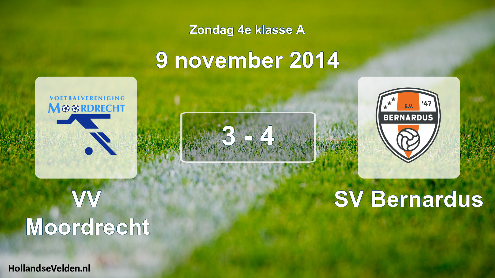 Total number of matches played: VV Moordrecht - SV Bernardus 3 - 4 (9 November 2014)