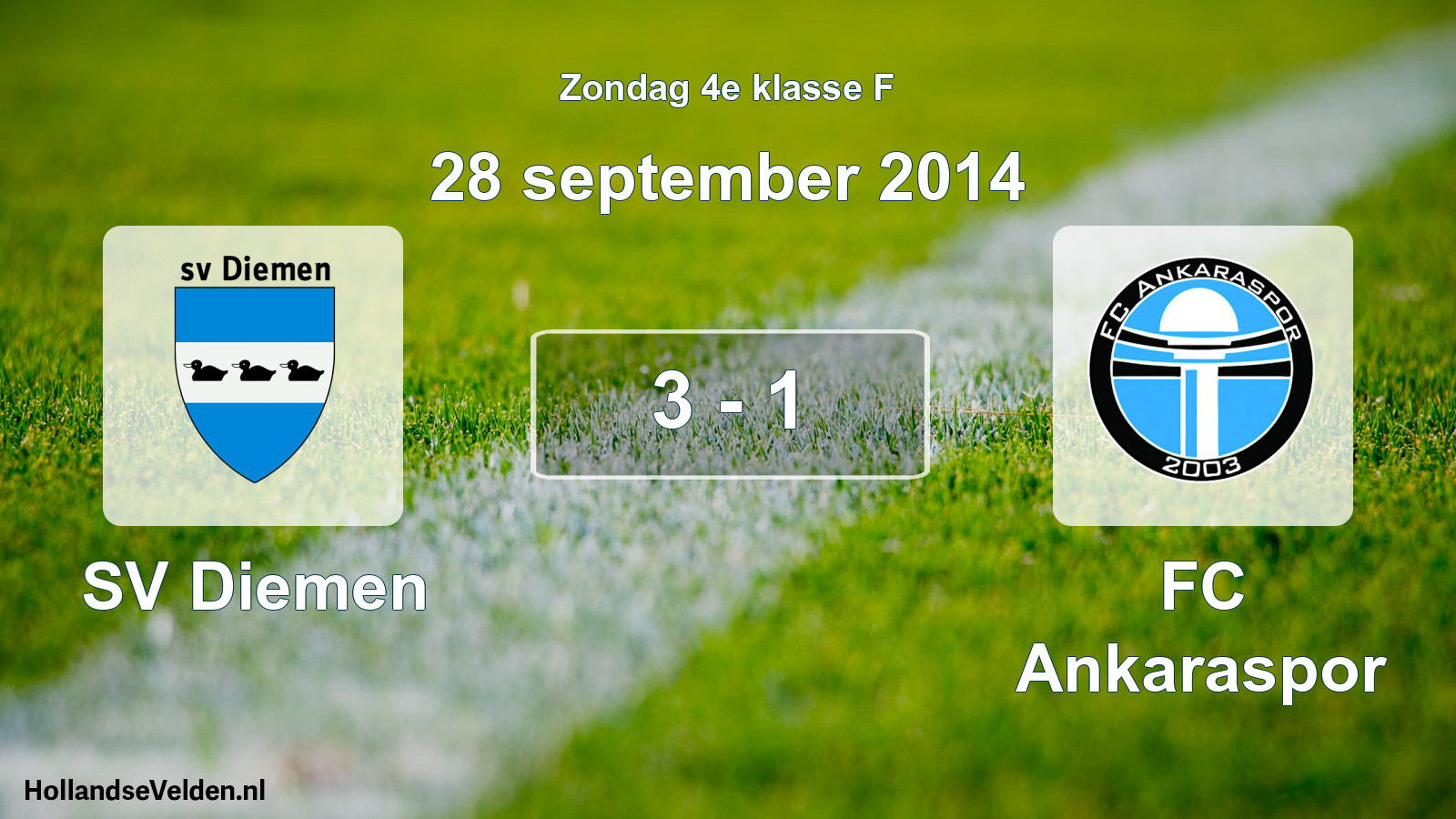 Total number of matches played: SV Diemen - FC Ankaraspor 3 - 1 (28 September 2014)
