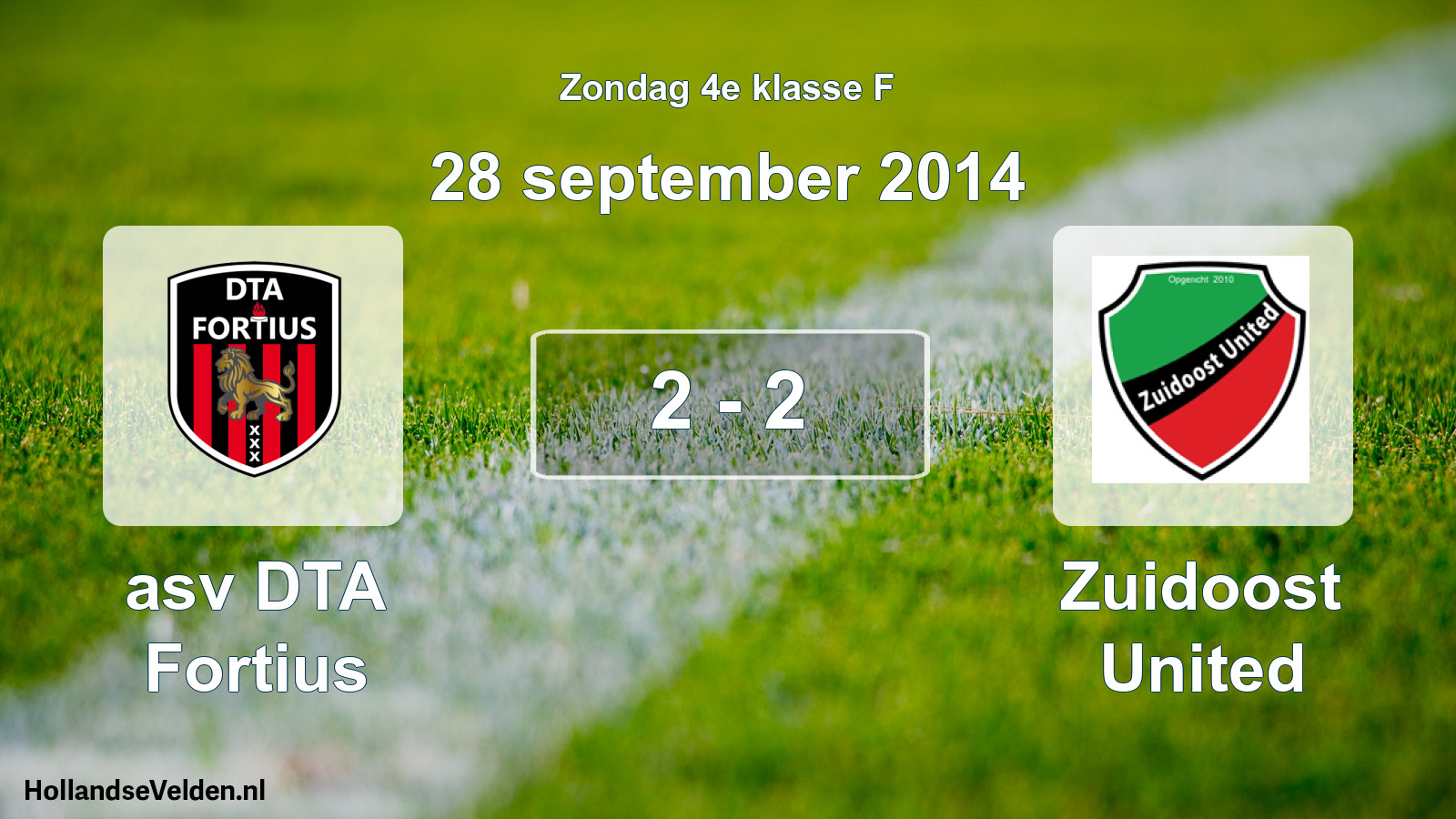Total number of matches played: asv DTA Fortius - Zuidoost United 2 - 2 (28 September 2014)