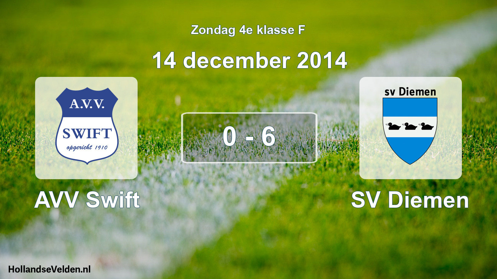 Total number of matches played: AVV Swift - SV Diemen 0 - 6 (14 December 2014)