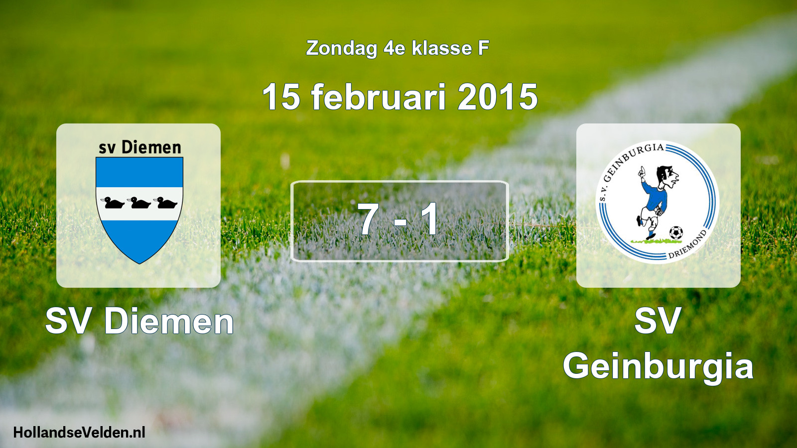 Total number of matches played: SV Diemen - SV Geinburgia 7 - 1 (15 February 2015)