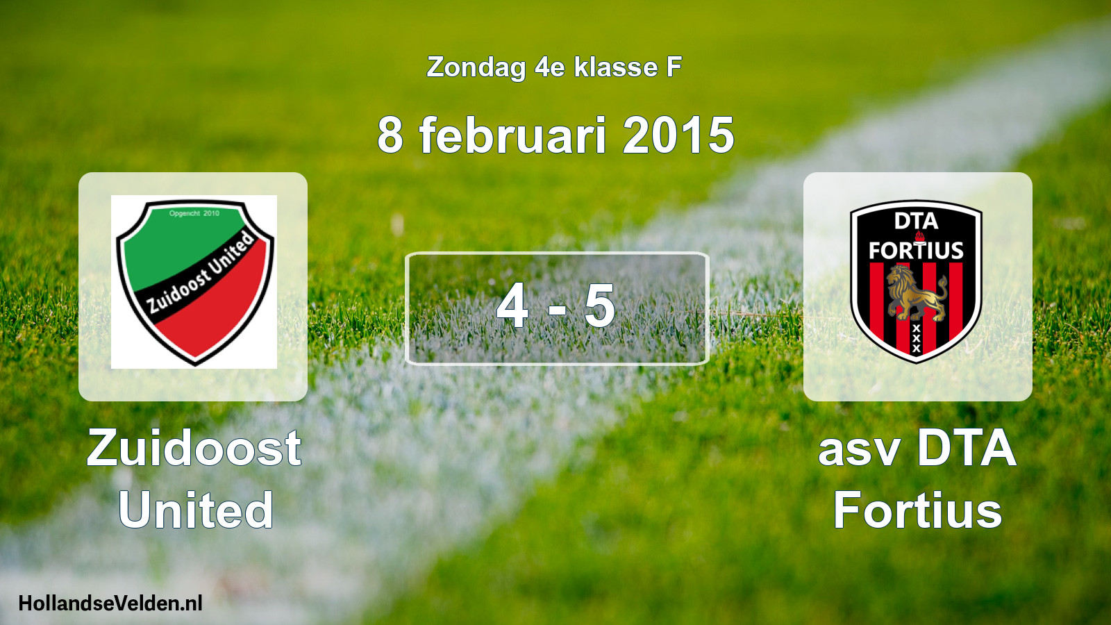 Total number of matches played: Zuidoost United - asv DTA Fortius 4 - 5 (8 February 2015)