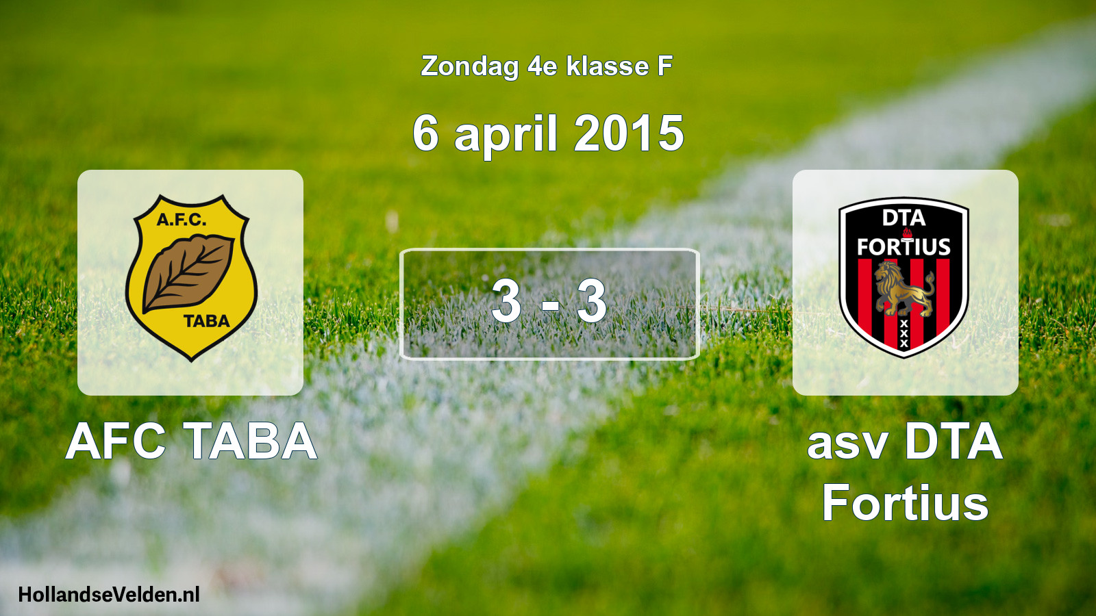 Total number of matches played: AFC TABA - asv DTA Fortius 3 - 3 (6 April 2015)