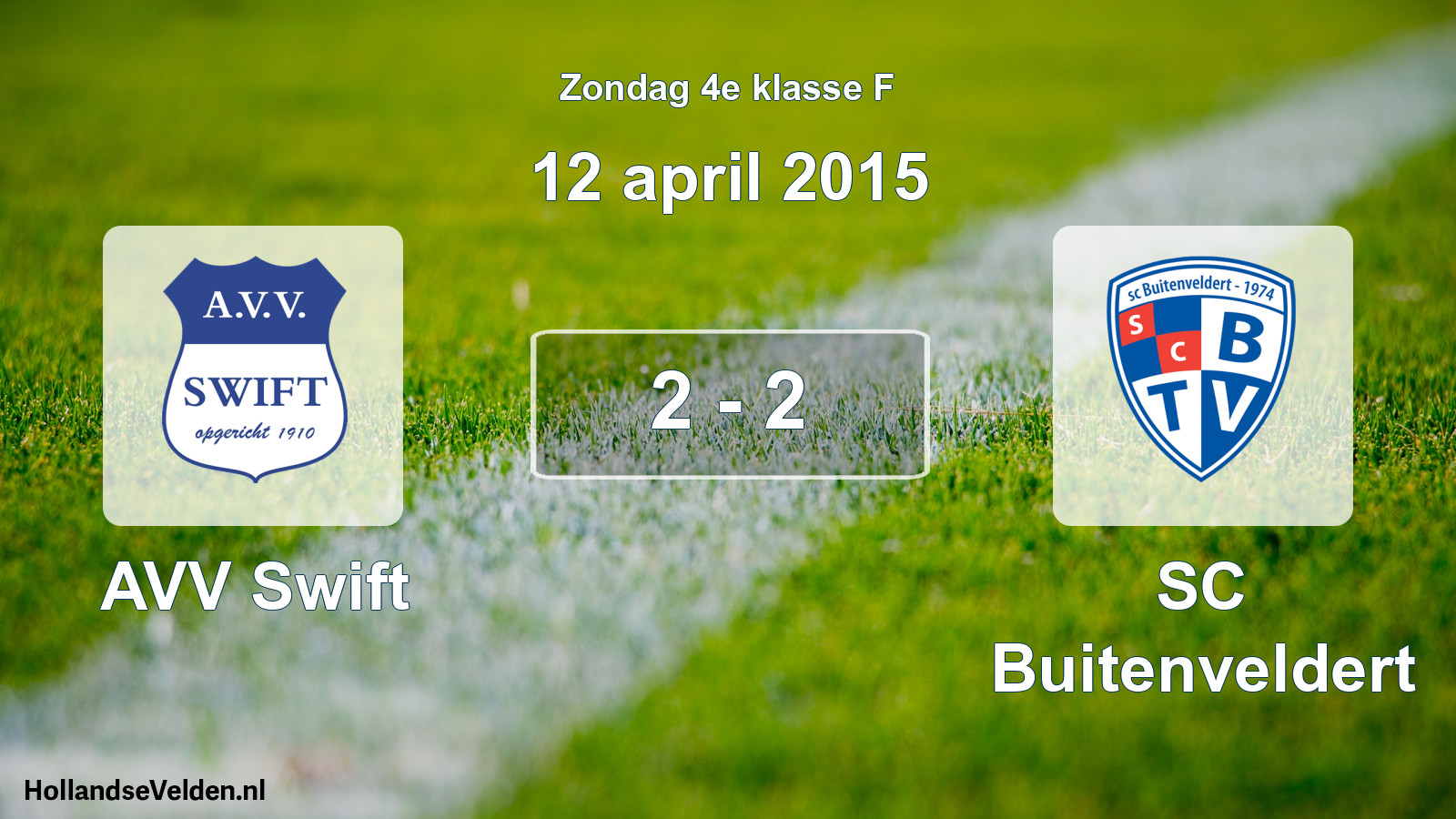 Total number of matches played: AVV Swift - SC Buitenveldert 2 - 2 (12 April 2015)