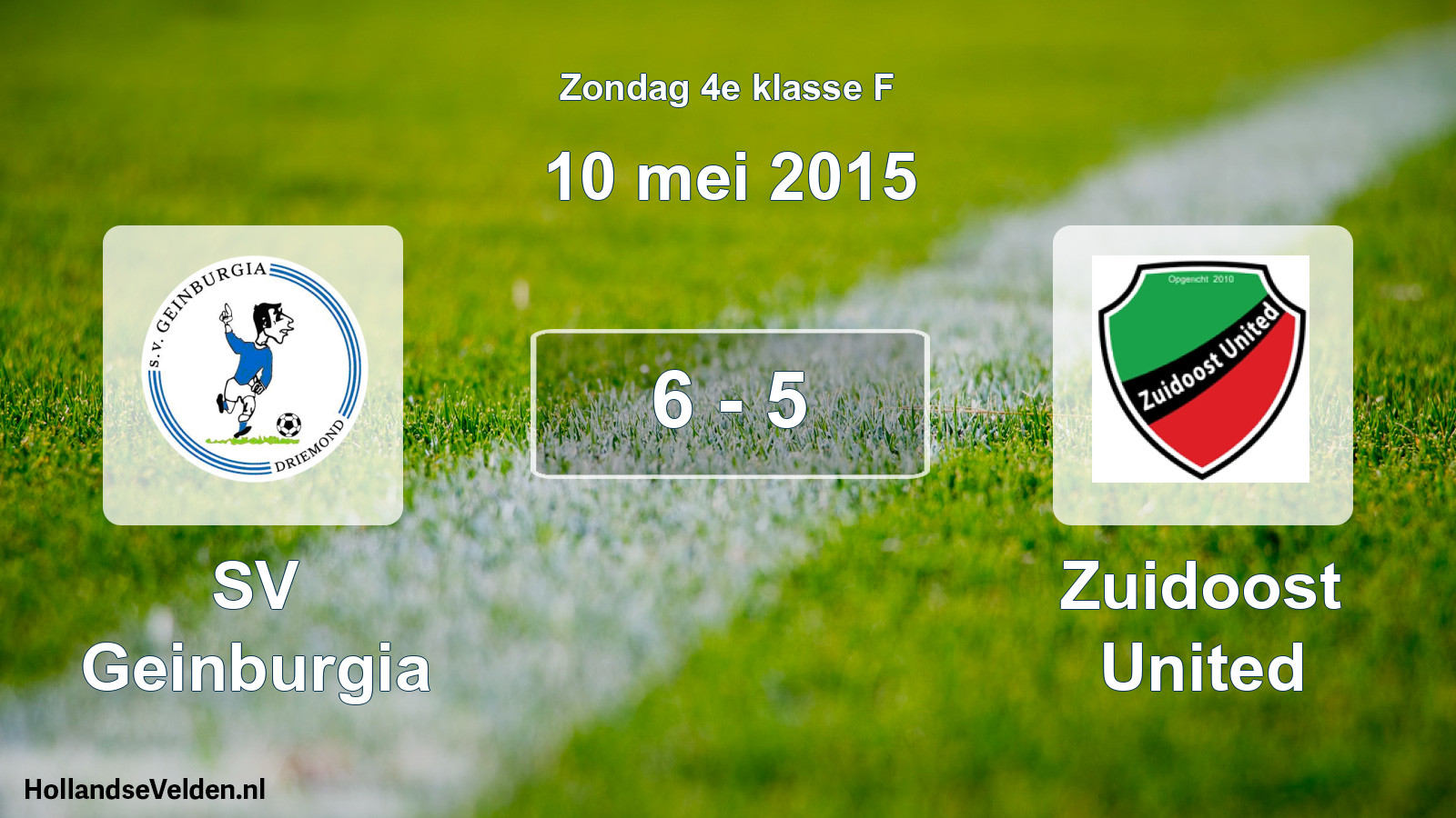 Total number of matches played: SV Geinburgia - Zuidoost United 6 - 5 (10 May 2015)