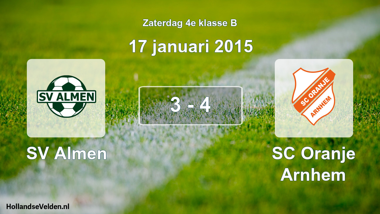Total number of matches played: SV Almen - SC Oranje Arnhem 3 - 4 (17 January 2015)