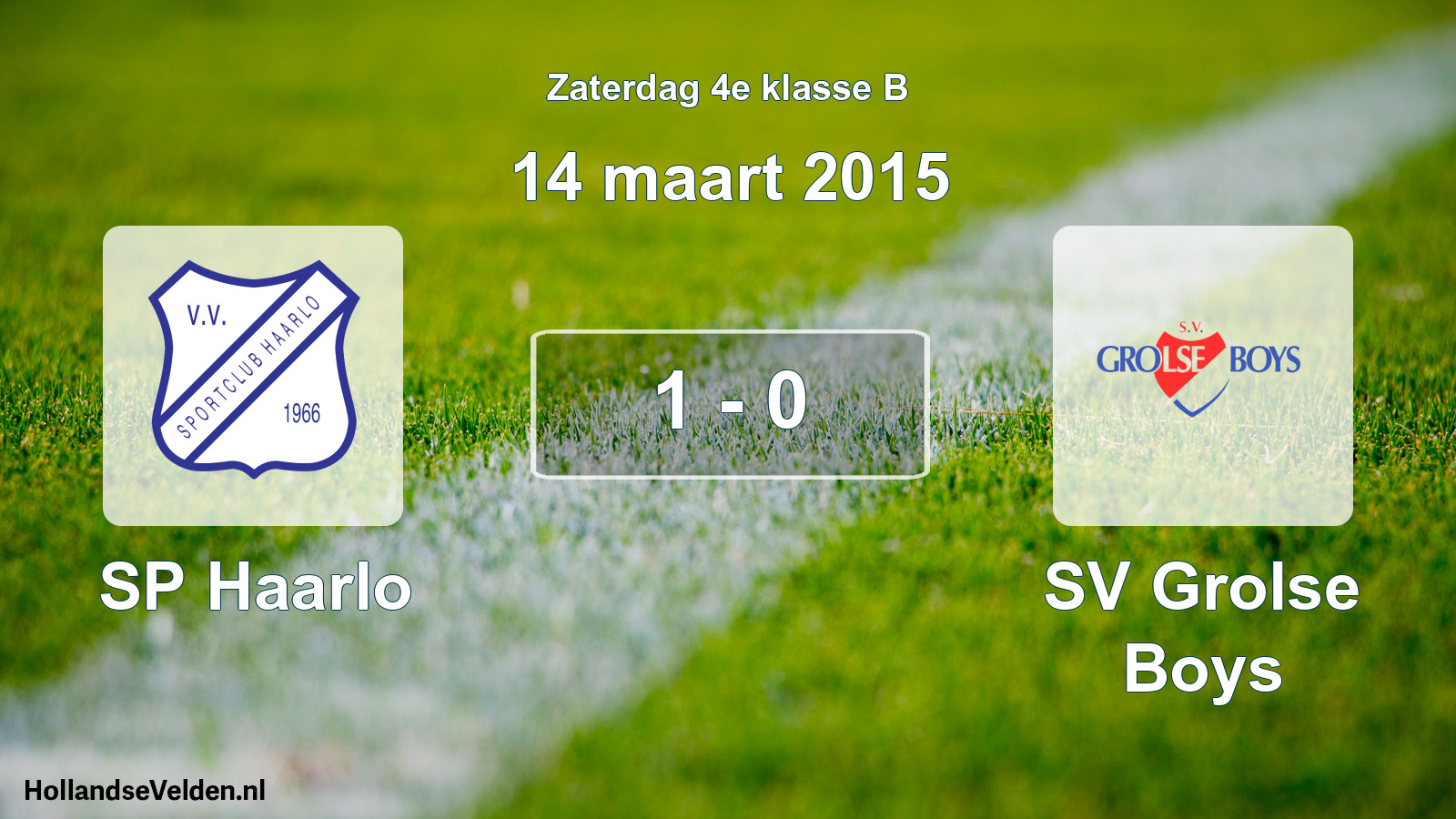 Total number of matches played: SP Haarlo - SV Grolse Boys 1 - 0 (14 March 2015)