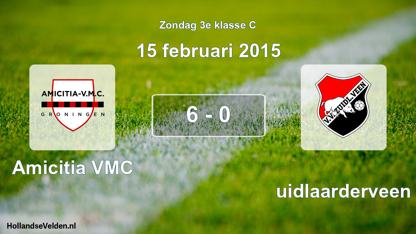 Total number of matches played: Amicitia VMC - Zuidlaarderveen 6 - 0 (15 February 2015)