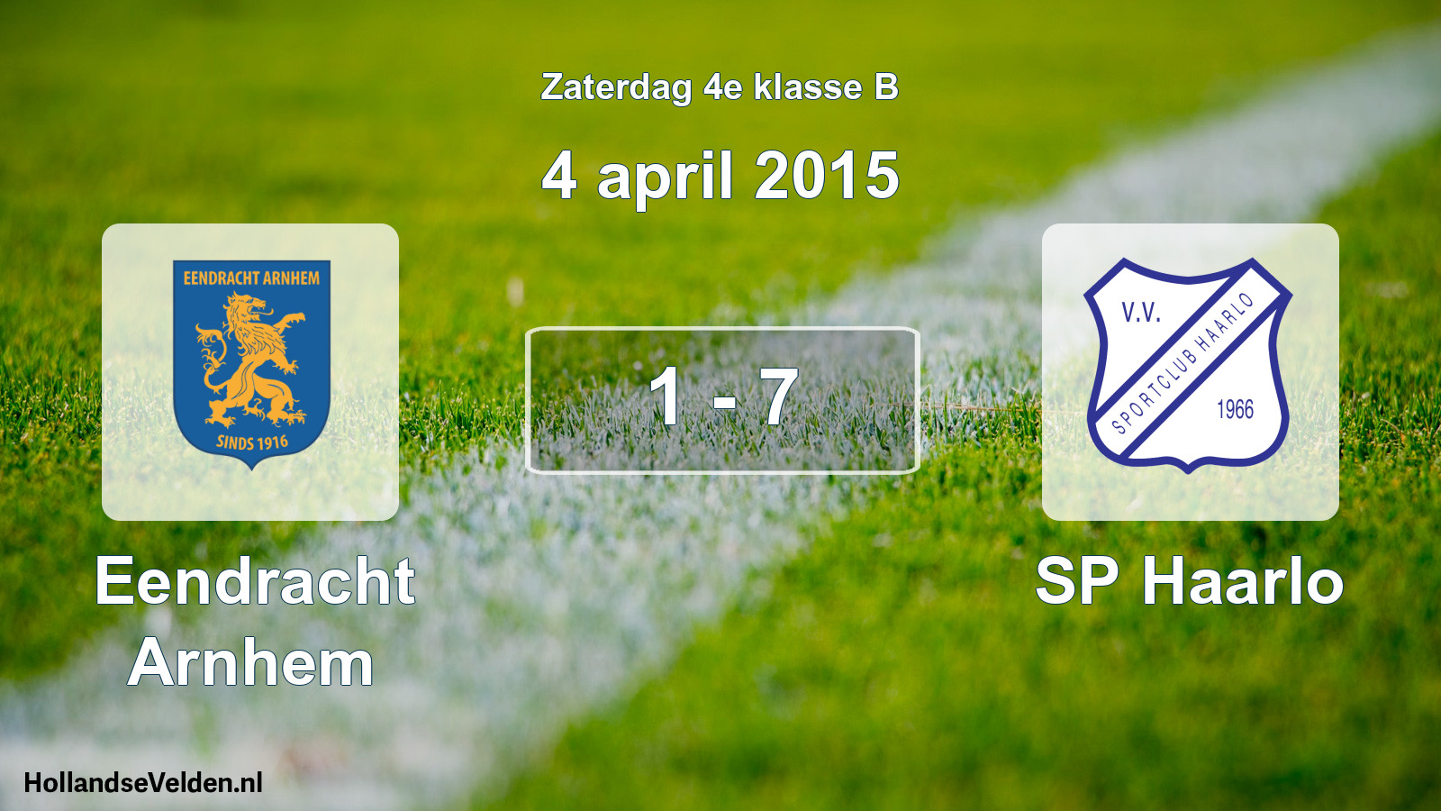 Total number of matches played: Eendracht Arnhem - SP Haarlo 1 - 7 (4 April 2015)