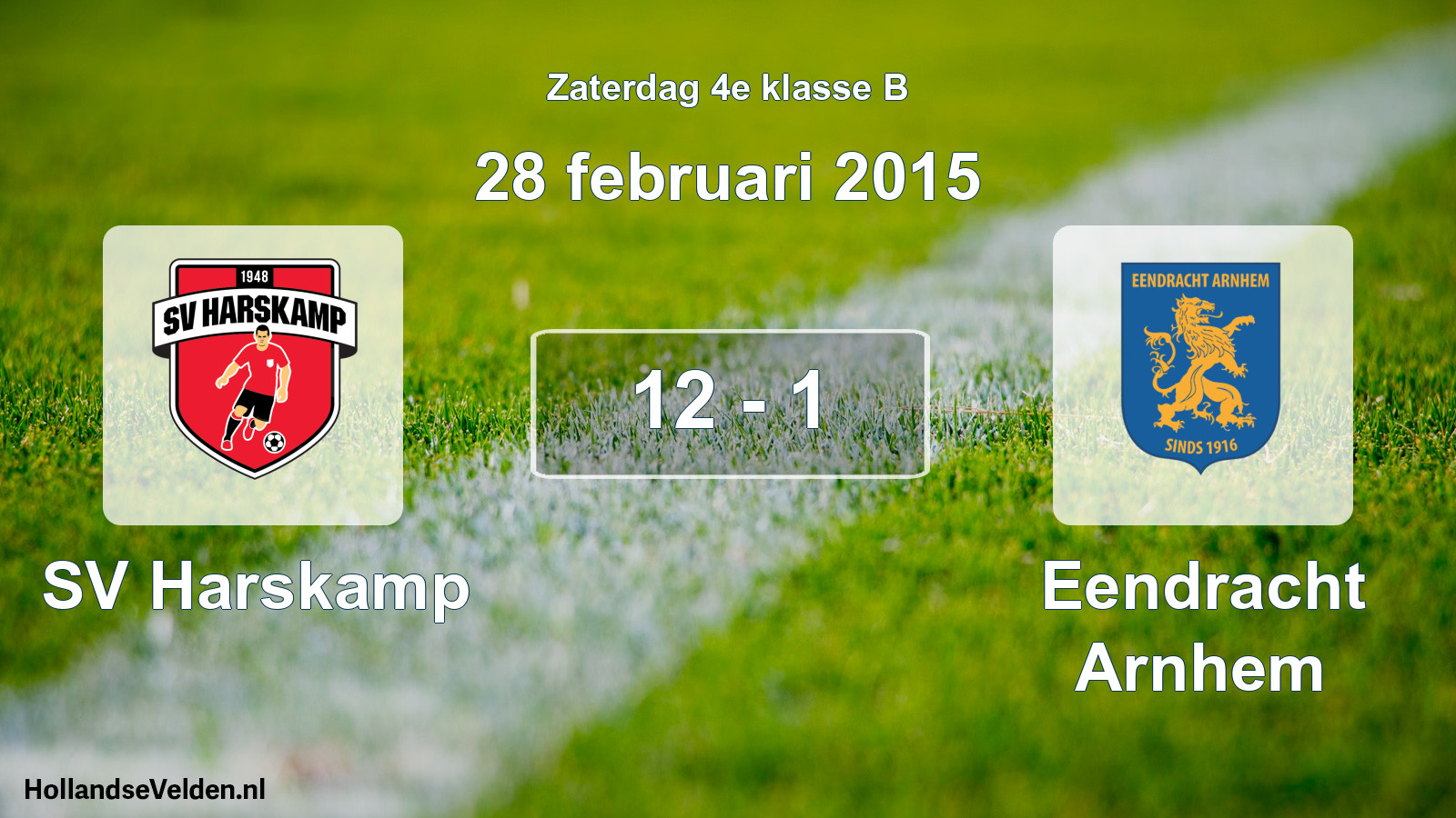 Total number of matches played: SV Harskamp - Eendracht Arnhem 12 - 1 (28 February 2015)