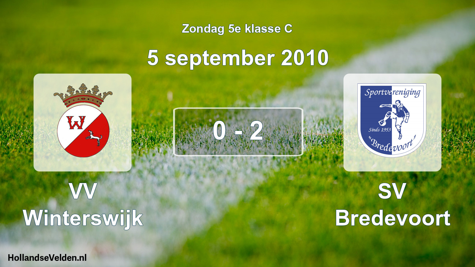 Total number of matches played: VV Winterswijk - SV Bredevoort 0 - 2 (5 September 2010)