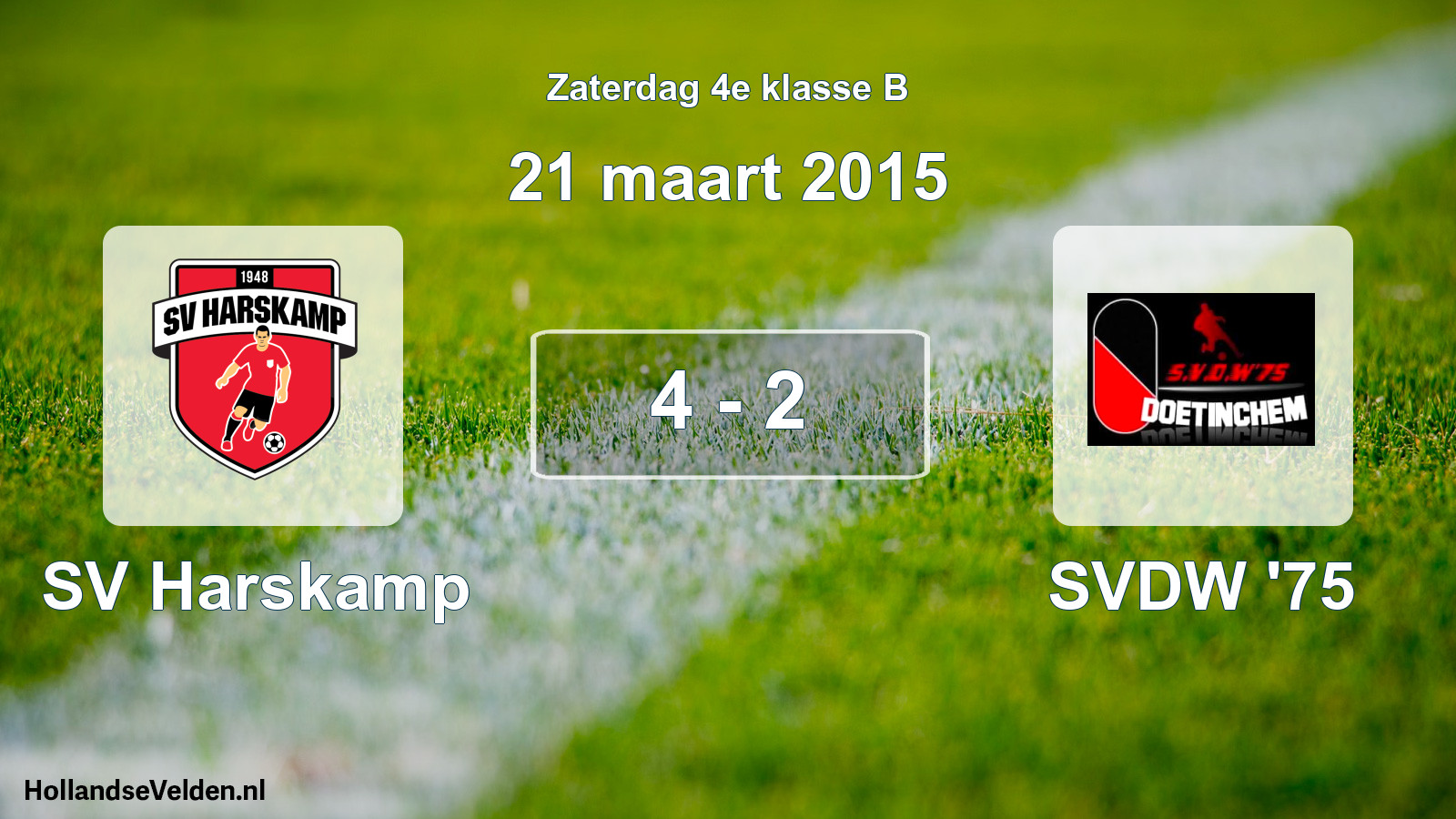 Total number of matches played: SV Harskamp - SVDW '75 4 - 2 (21 March 2015)