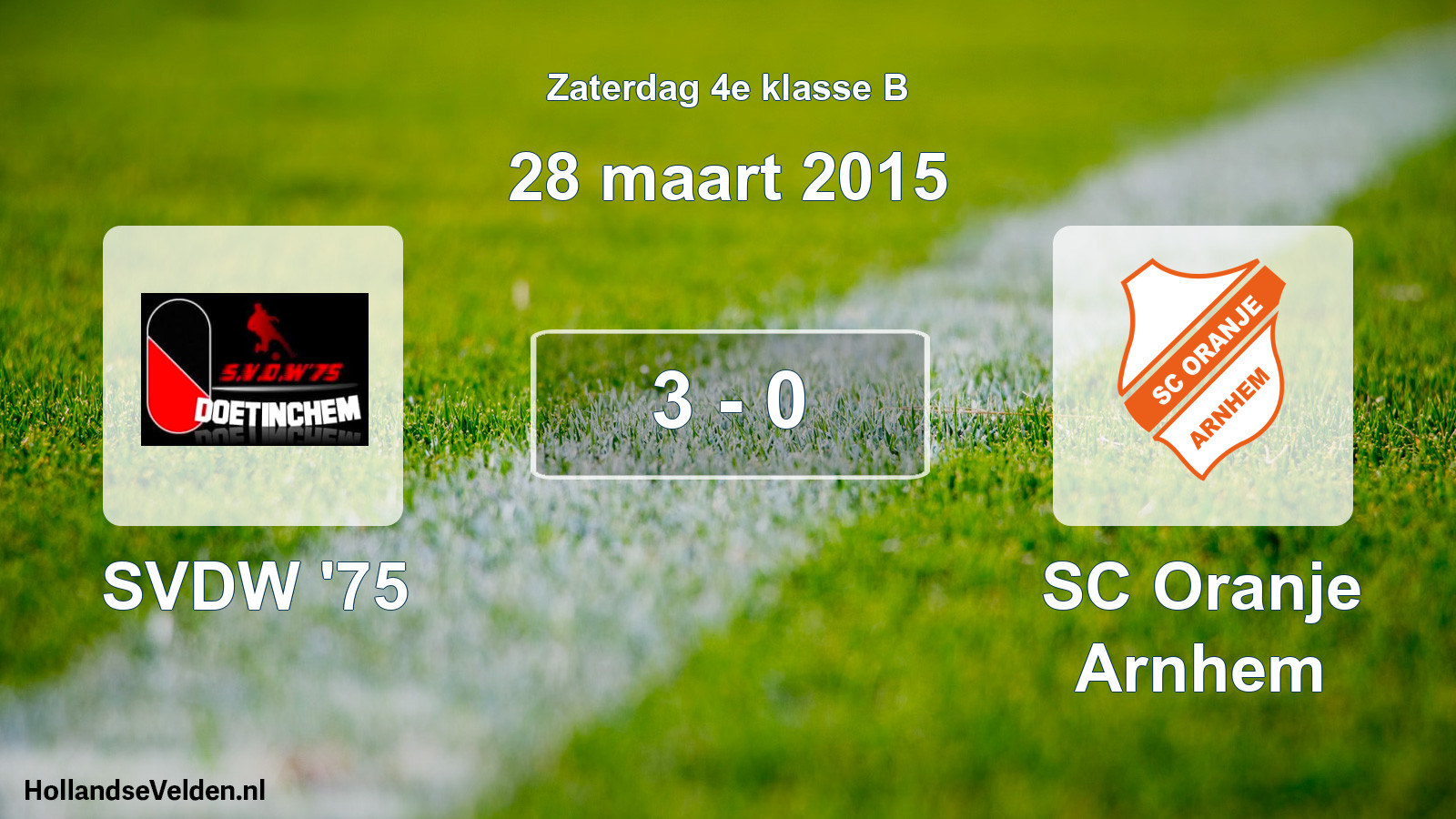Total number of matches played: SVDW '75 - SC Oranje Arnhem 3 - 0 (28 March 2015)