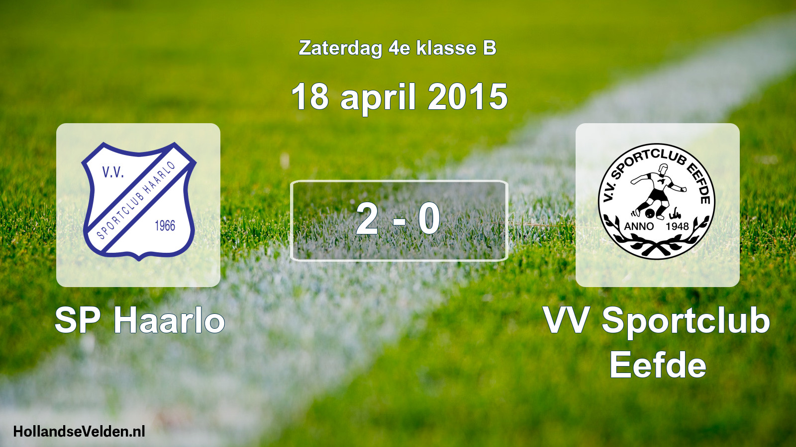 Total number of matches played: SP Haarlo - VV Sportclub Eefde 2 - 0 (18 April 2015)